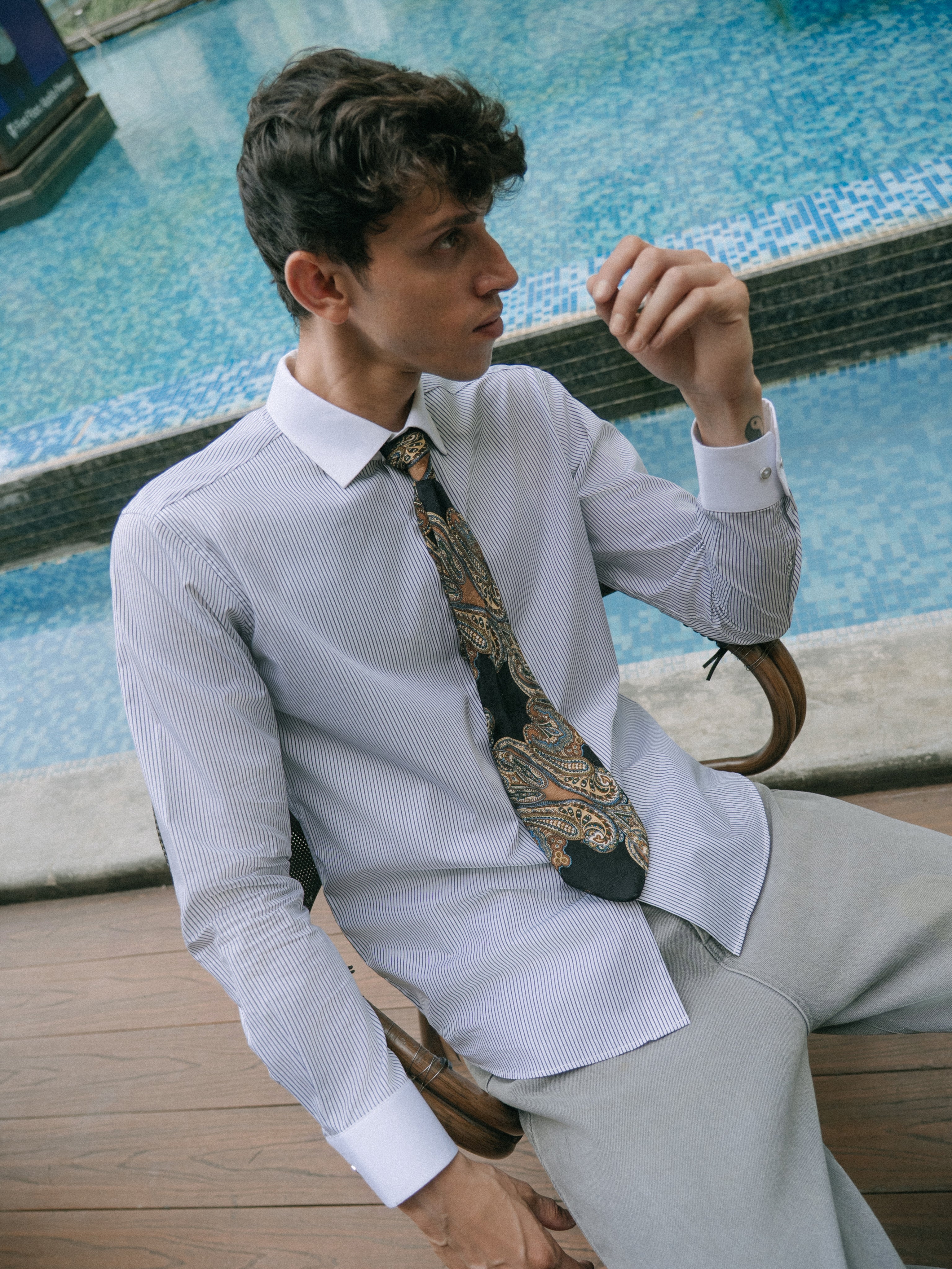 Striped Contrast Shirt - White and Black