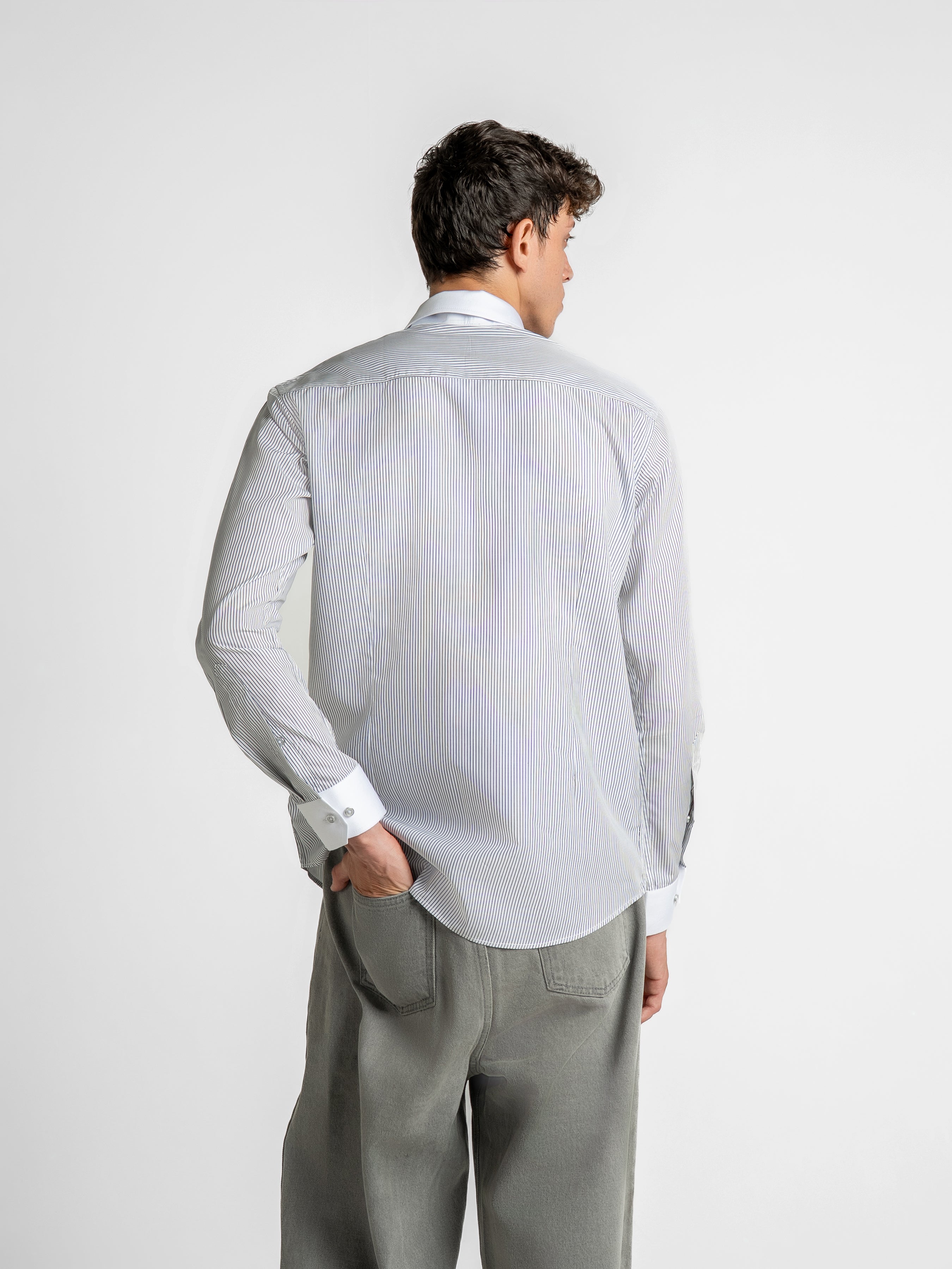 Striped Contrast Shirt - White and Black