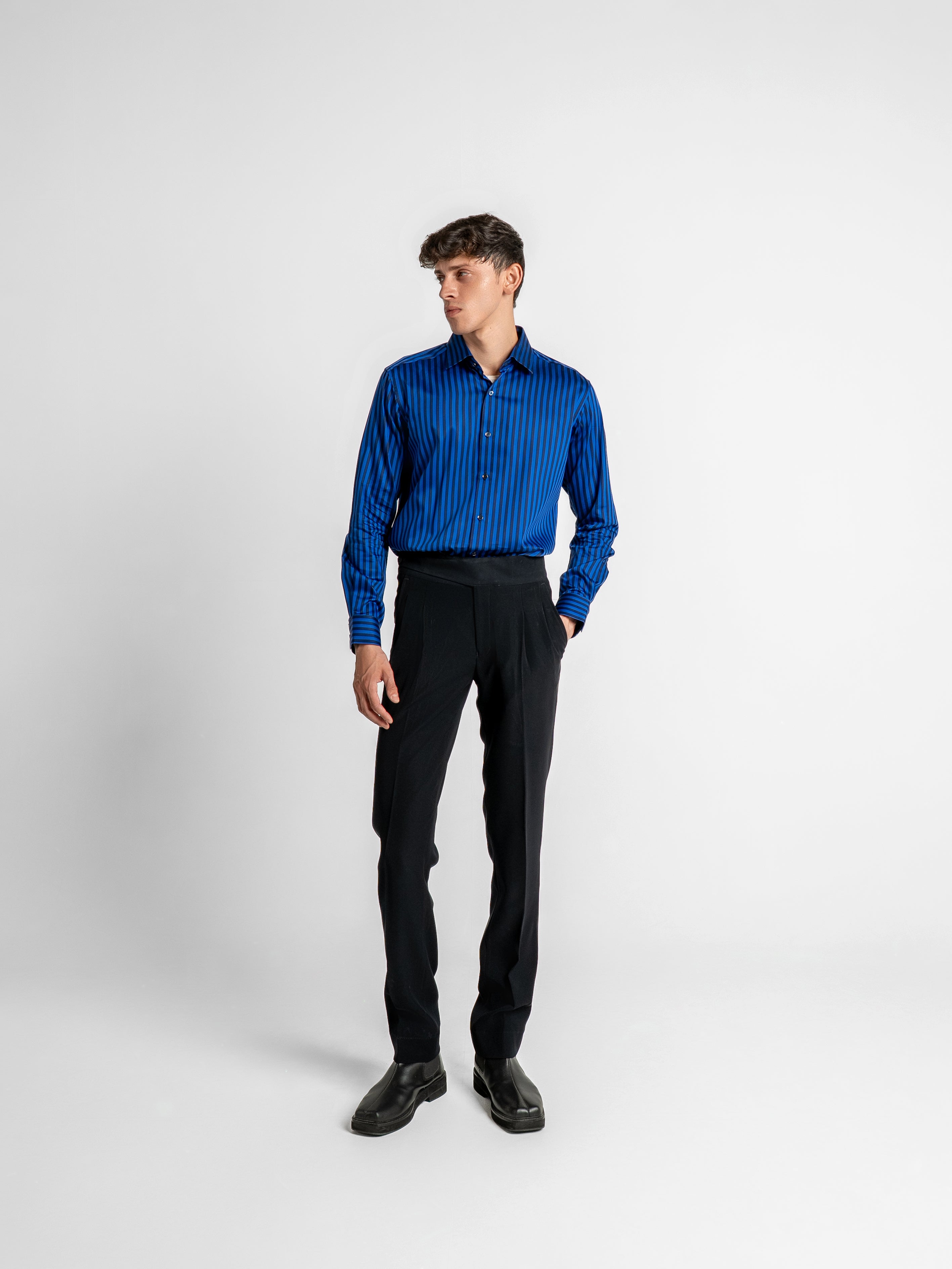 Midnight Stripe Shirt - Cobalt Blue & Black