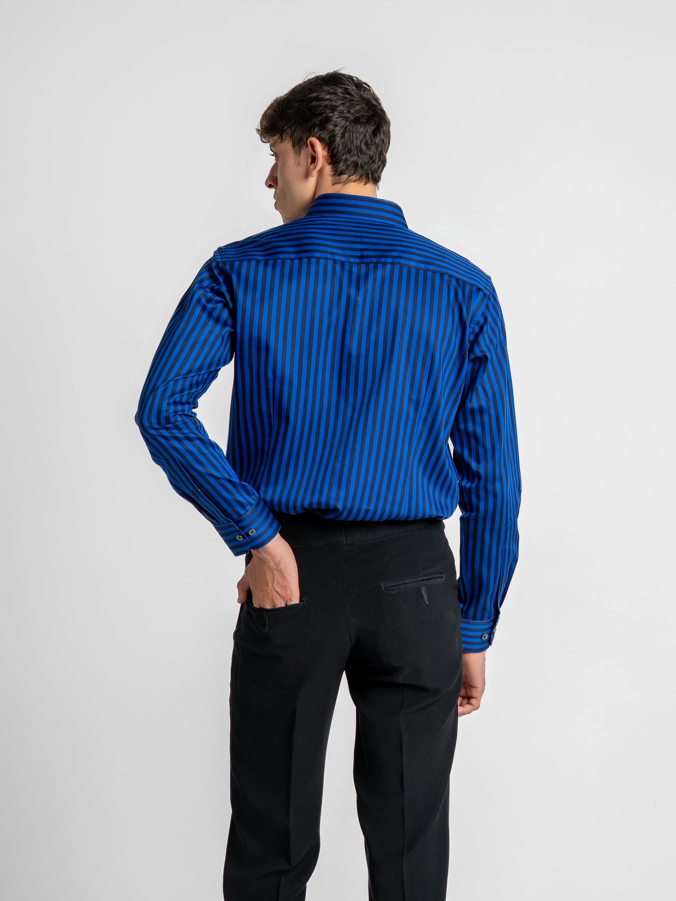 Midnight Stripe Shirt - Cobalt Blue & Black