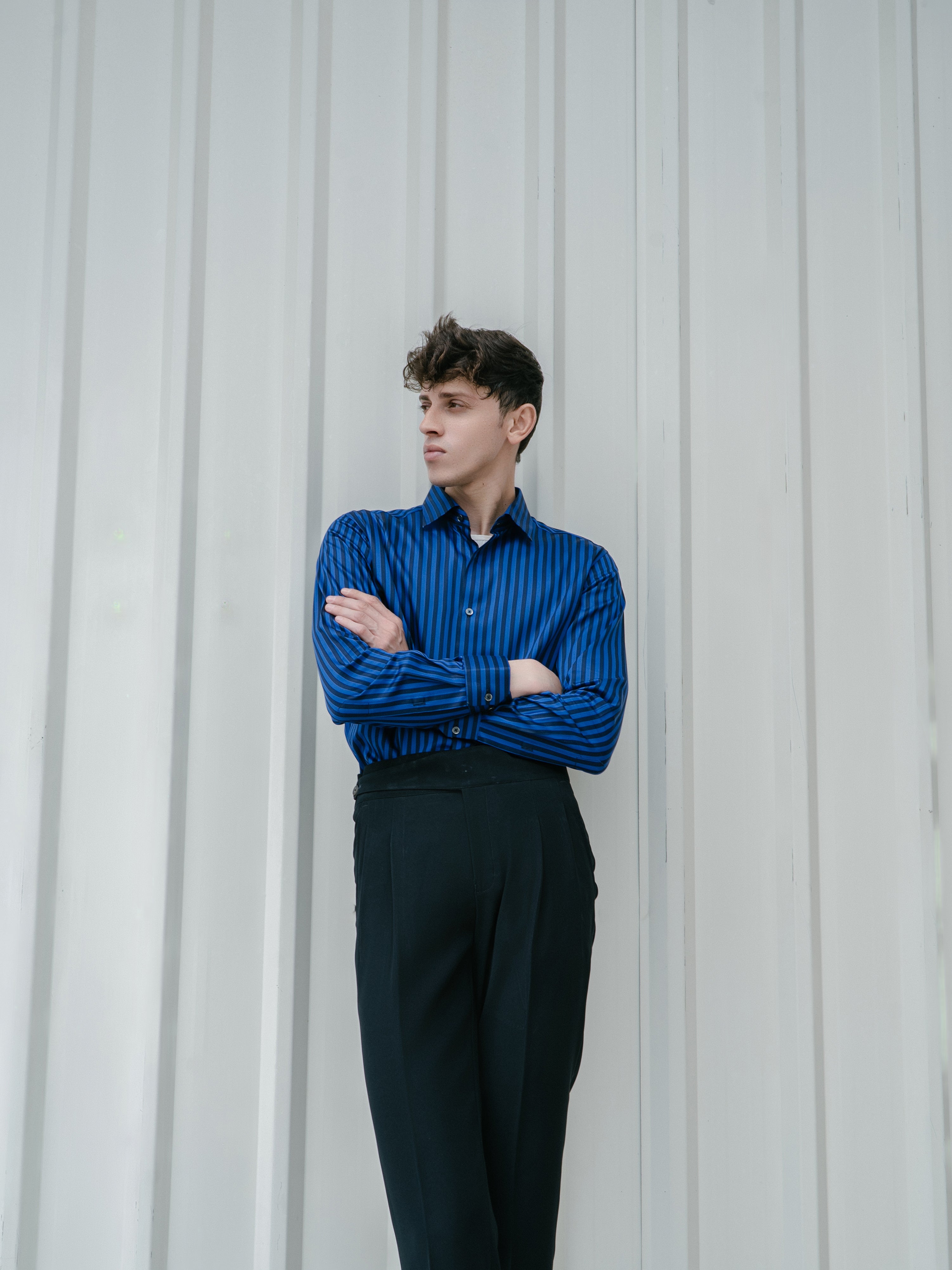 Midnight Stripe Shirt - Cobalt Blue & Black