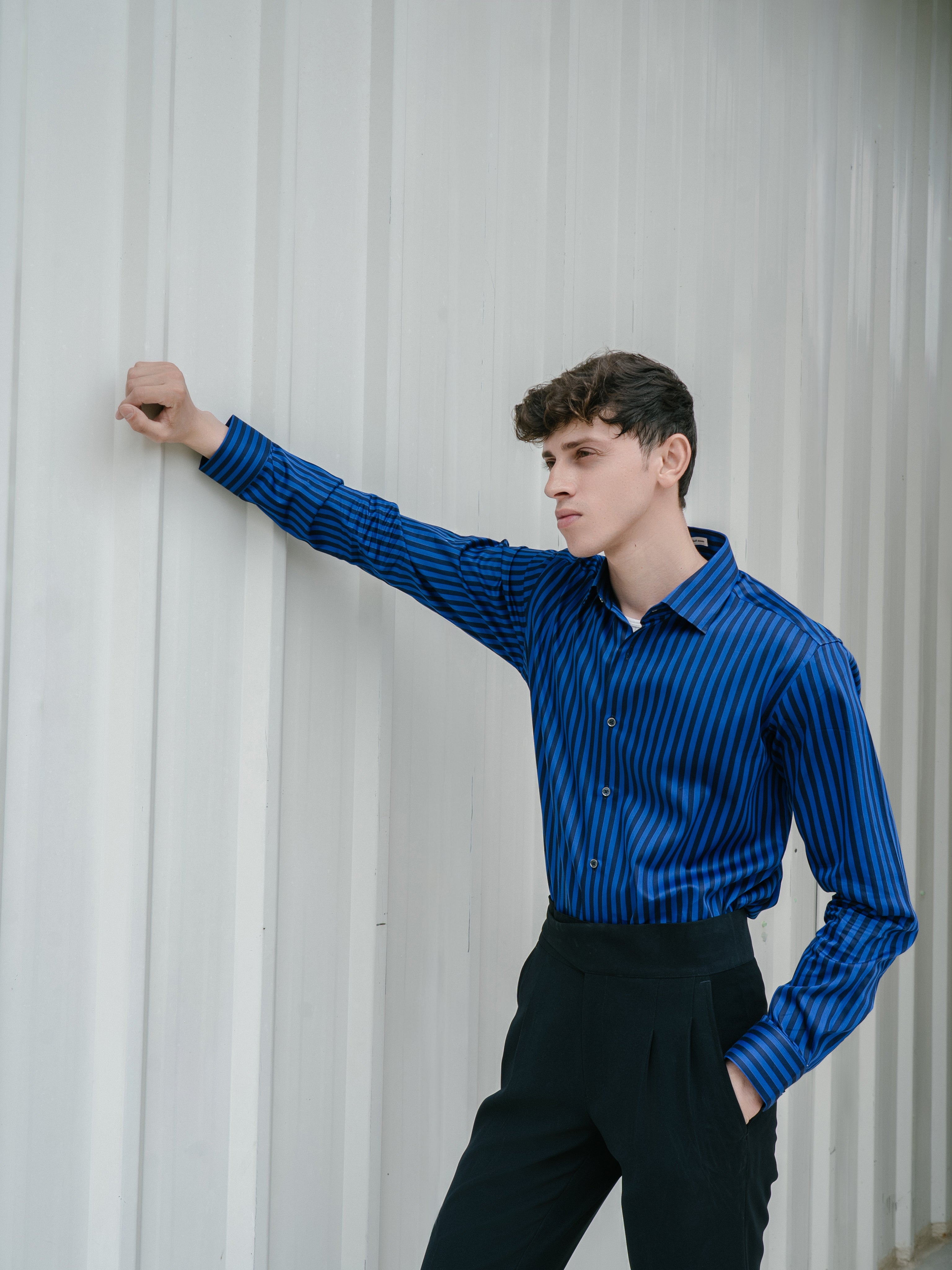 Midnight Stripe Shirt - Cobalt Blue & Black