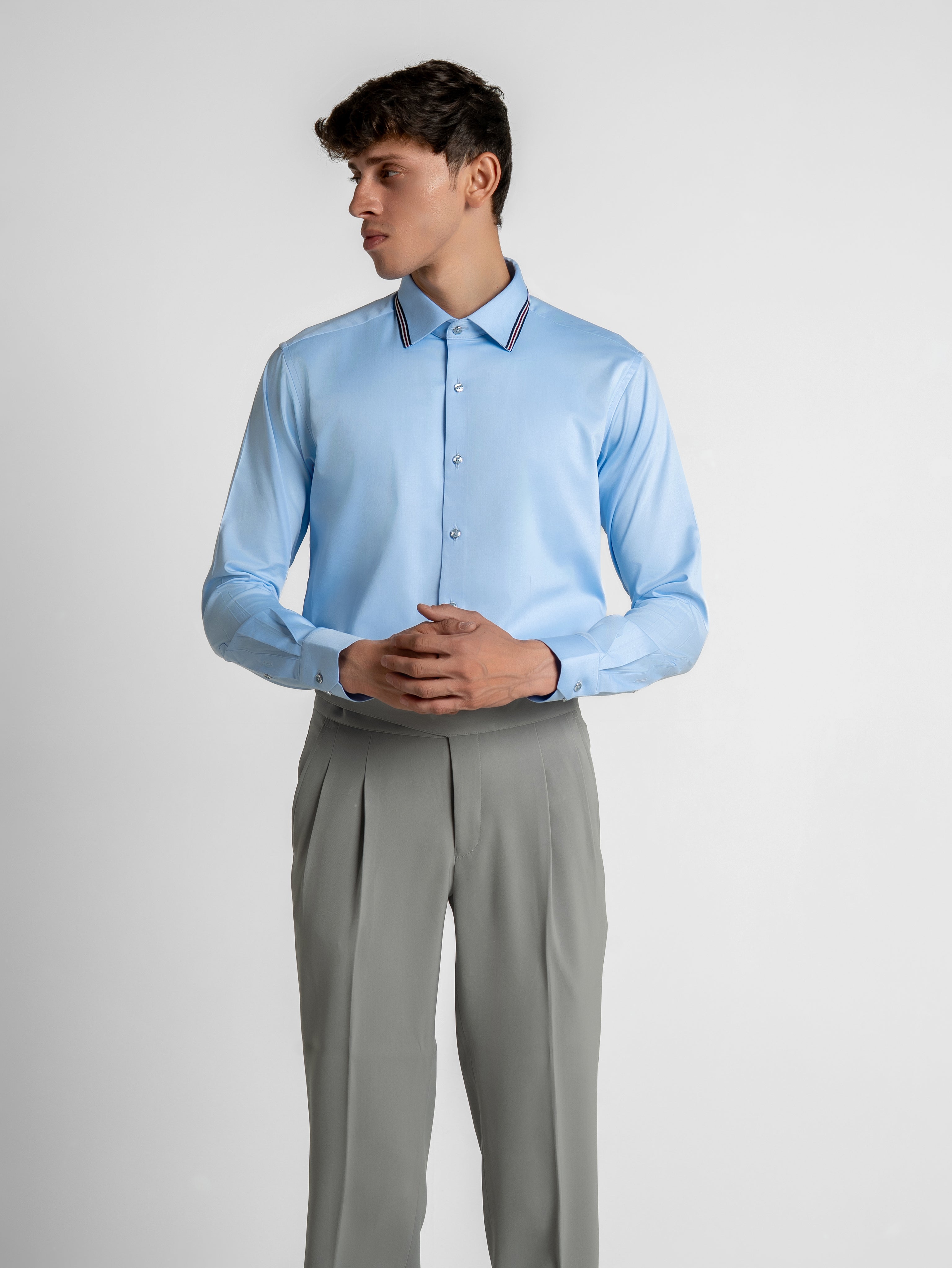 Skyline Trim Shirt - Sky Blue