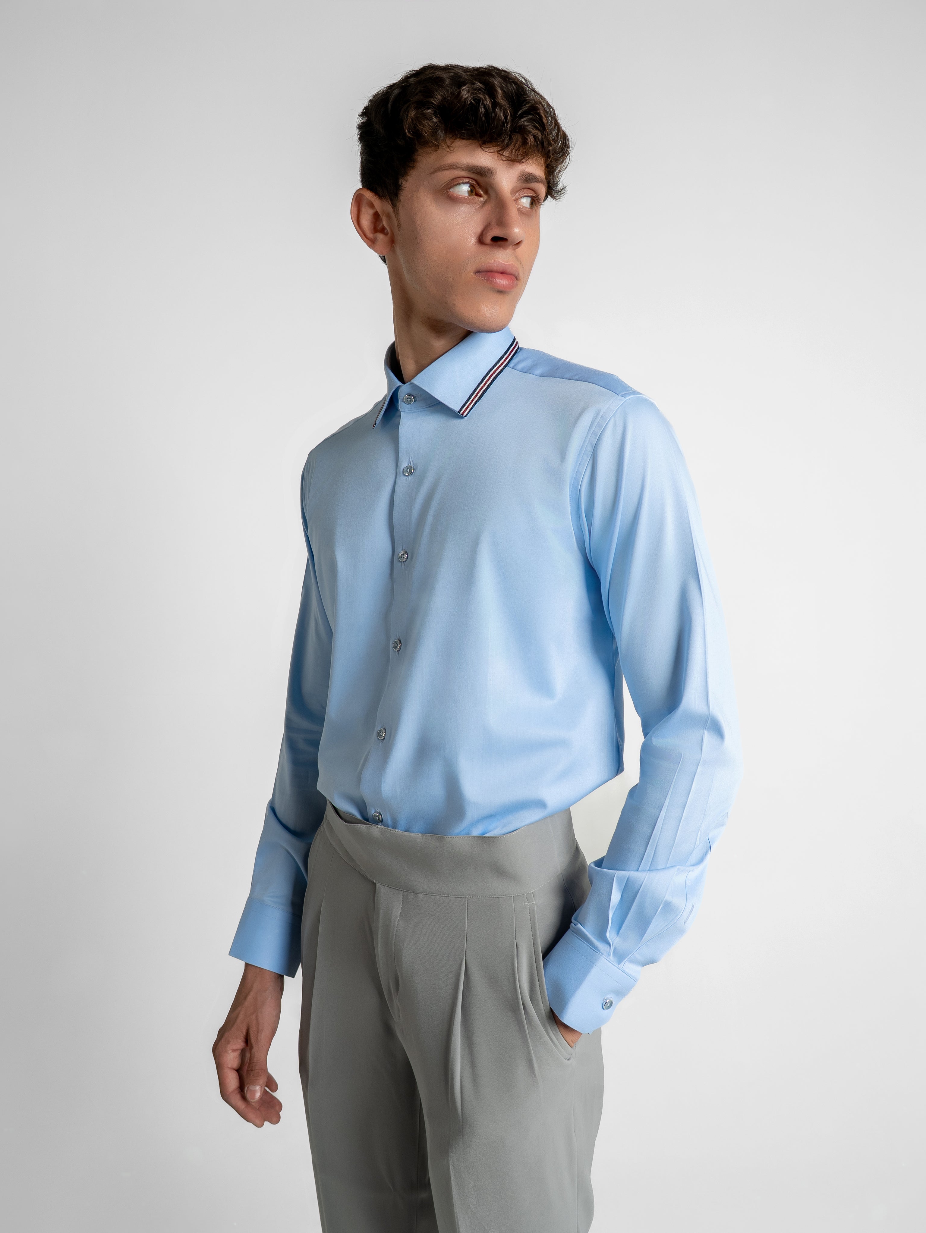 Skyline Trim Shirt - Sky Blue