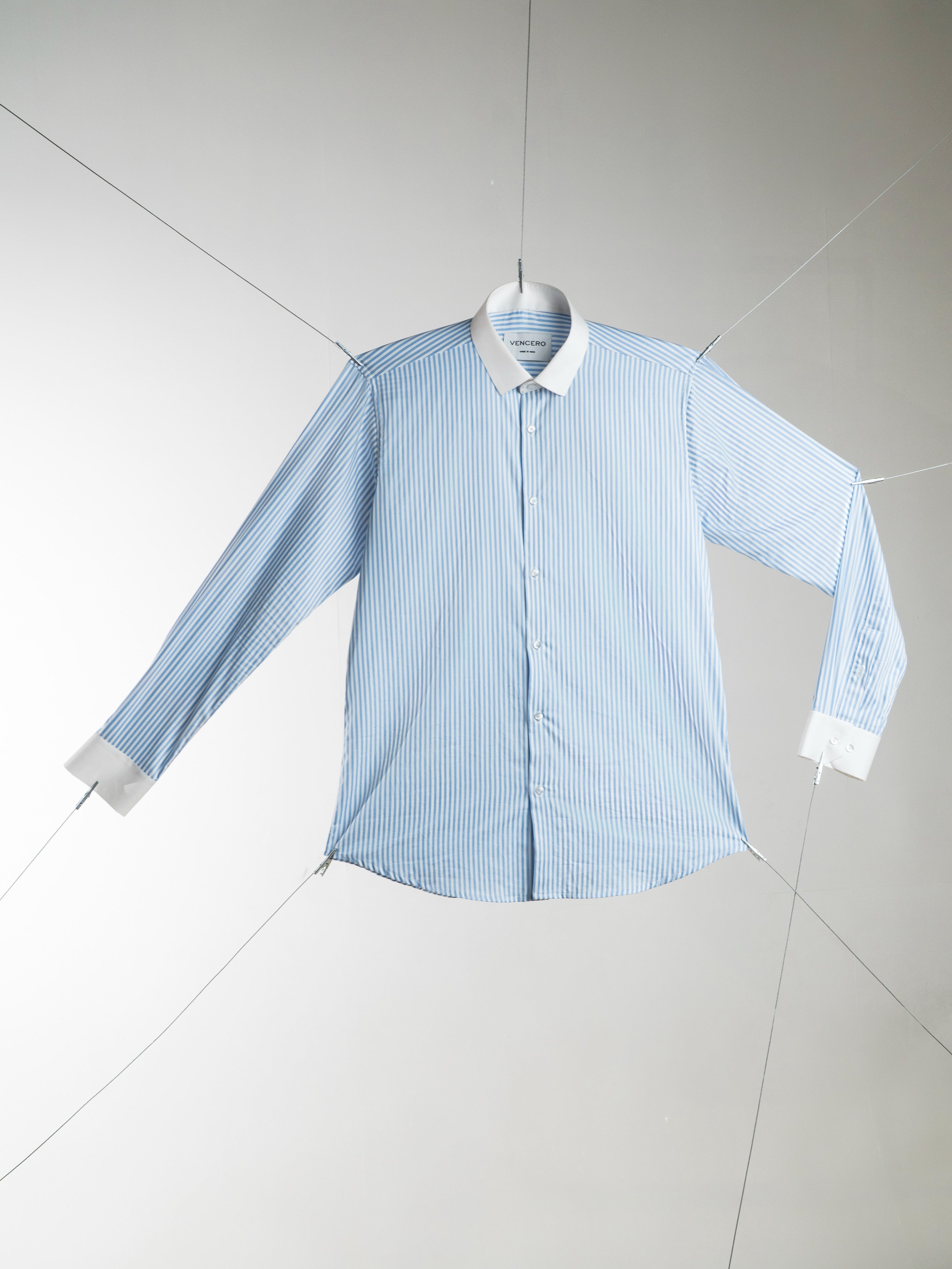 Blue Stripe Poplin Shirt - White Collar