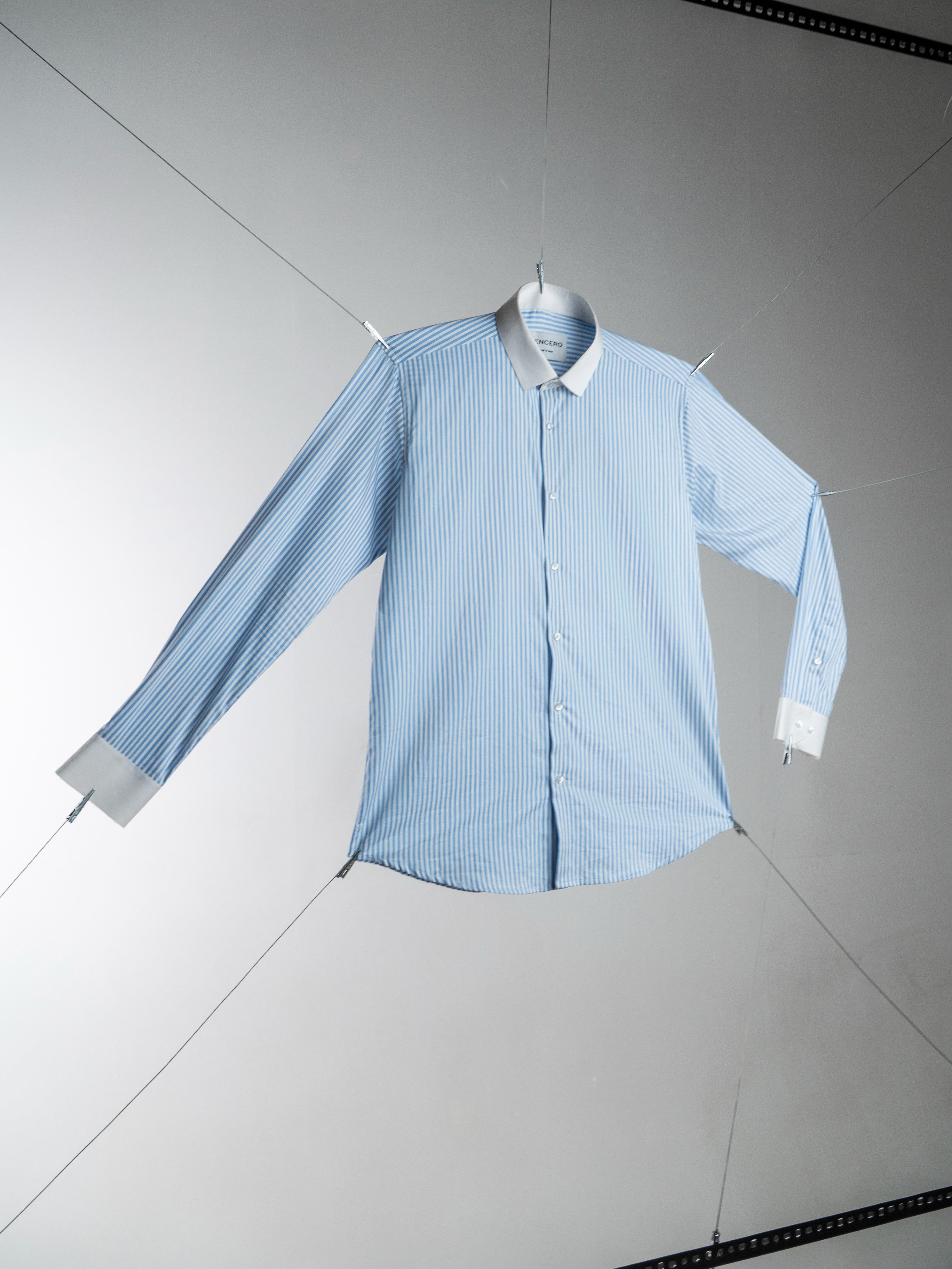 Blue Stripe Poplin Shirt - White Collar