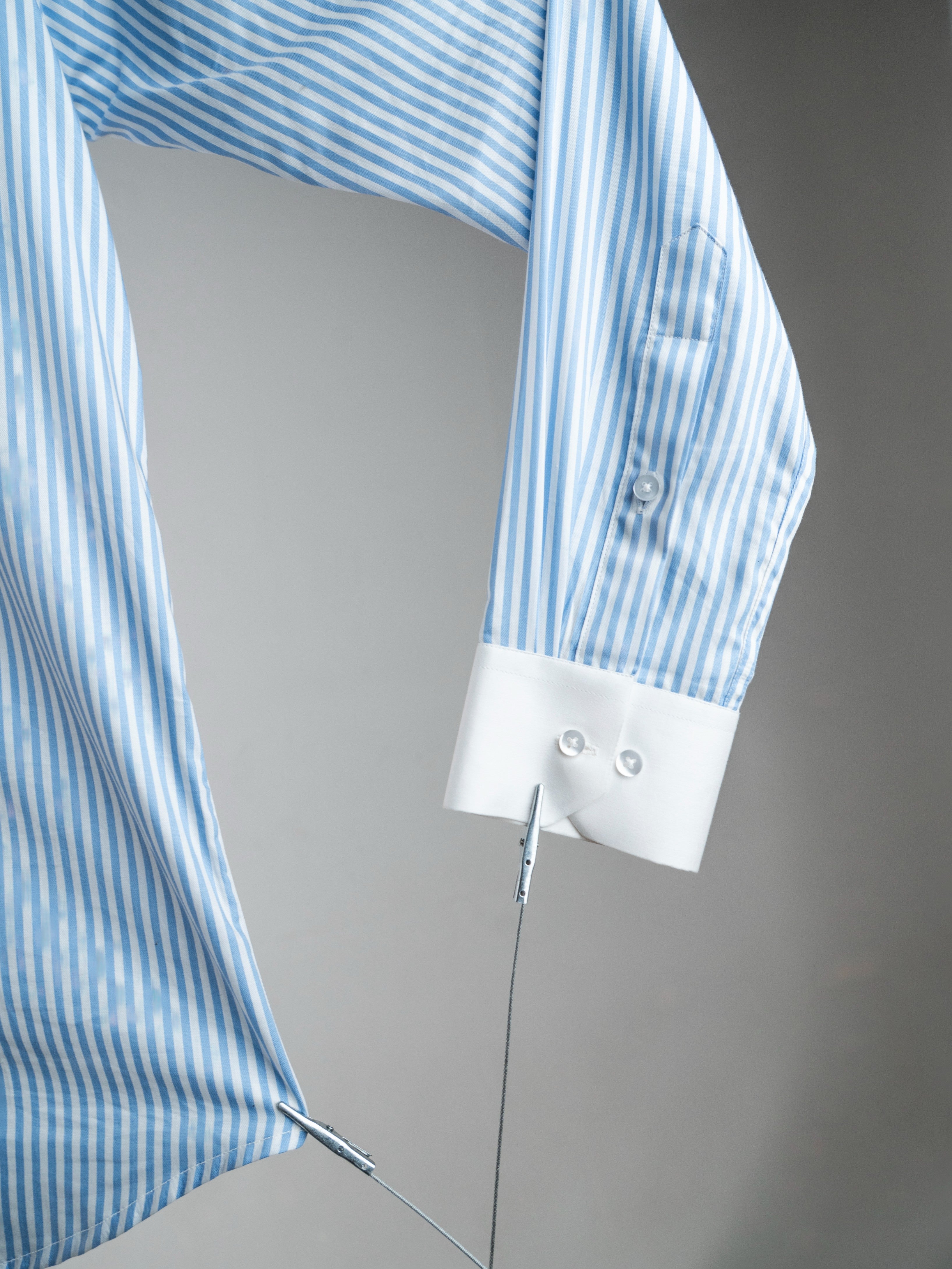 Blue Stripe Poplin Shirt - White Collar