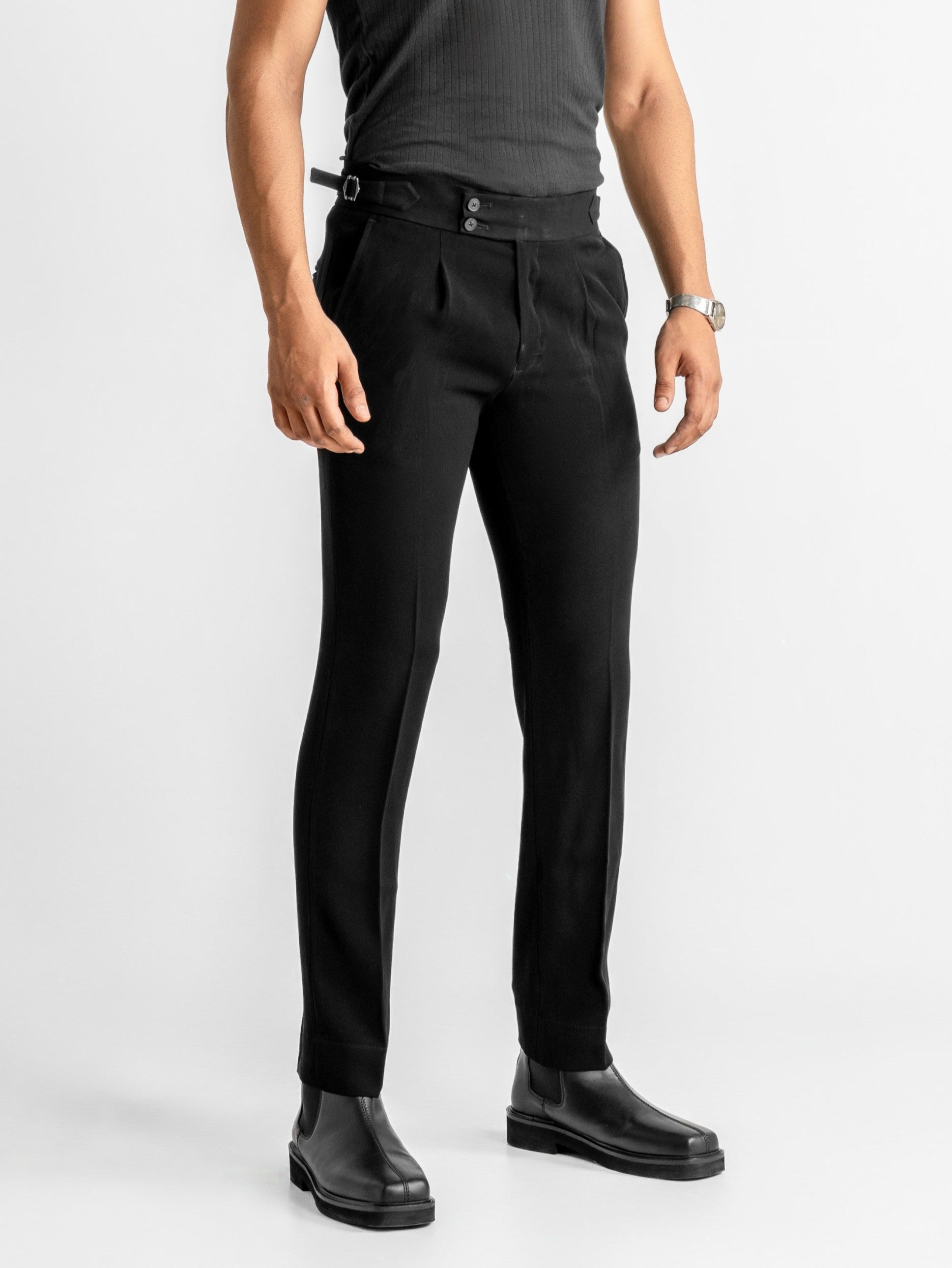 Double-Button Gurkha Trousers – Black