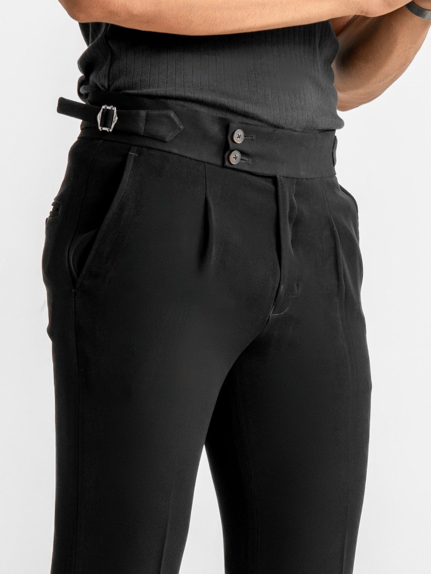 Double-Button Gurkha Trousers – Black