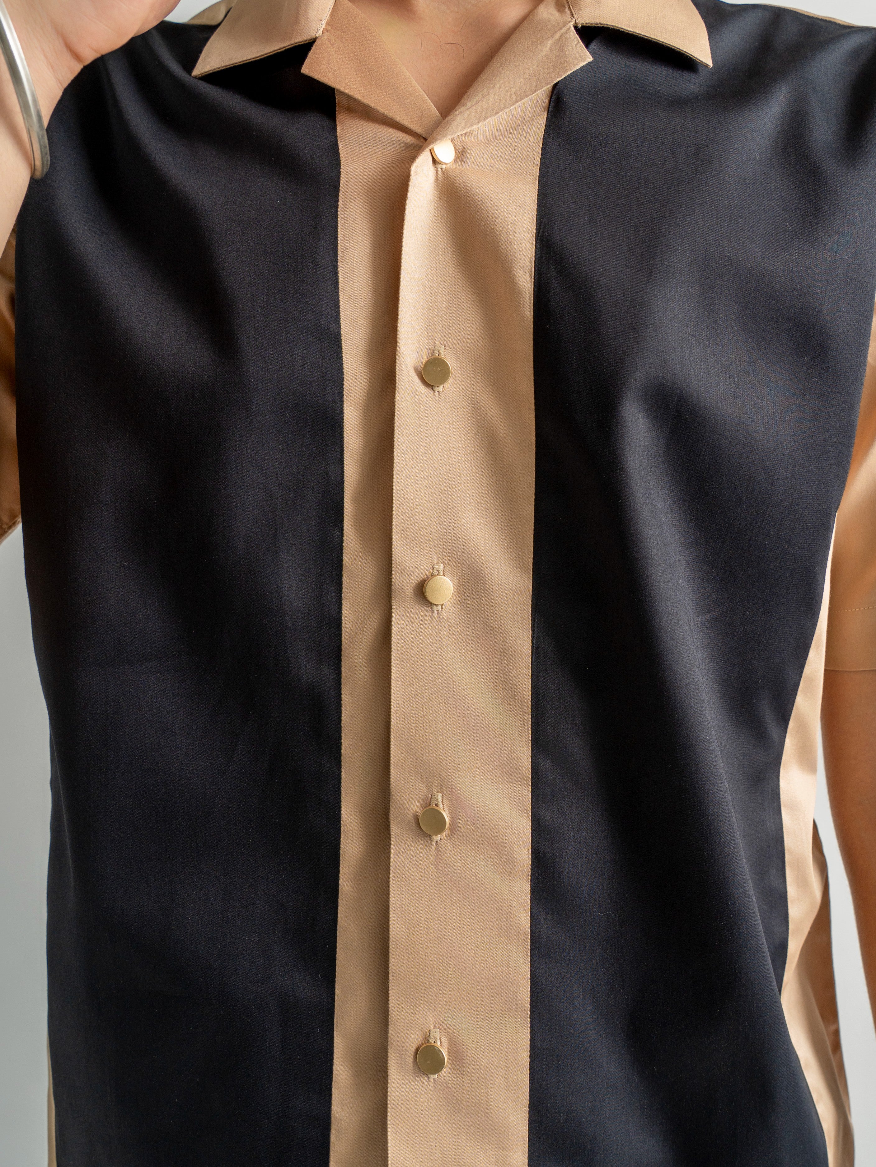 Harper Cuban Shirt - Sandstone & Black
