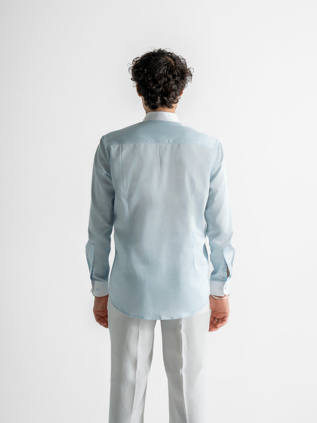 Contrast Collar Shirt – Solid Sky Blue