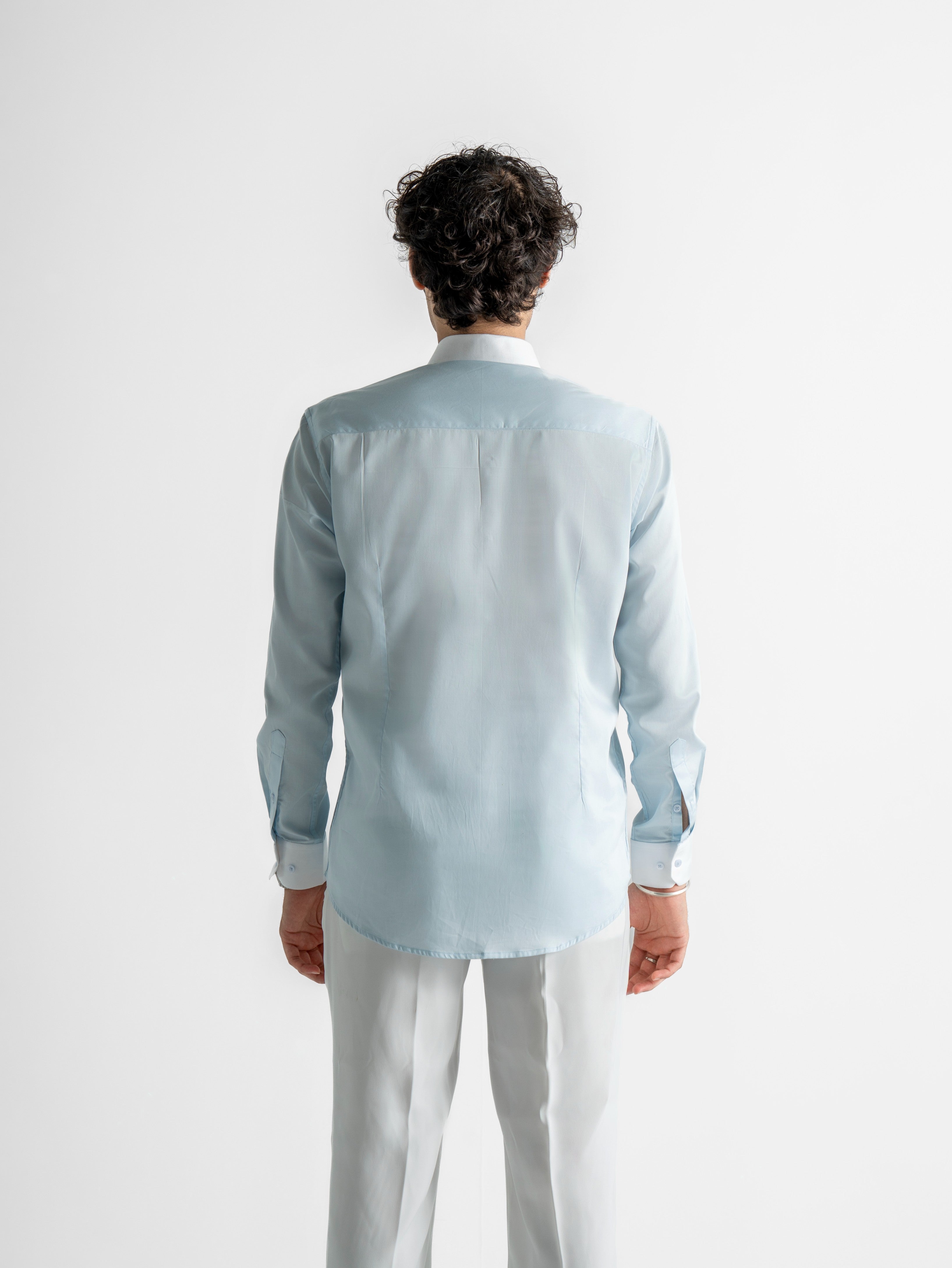 Contrast Collar Shirt – Solid Sky Blue