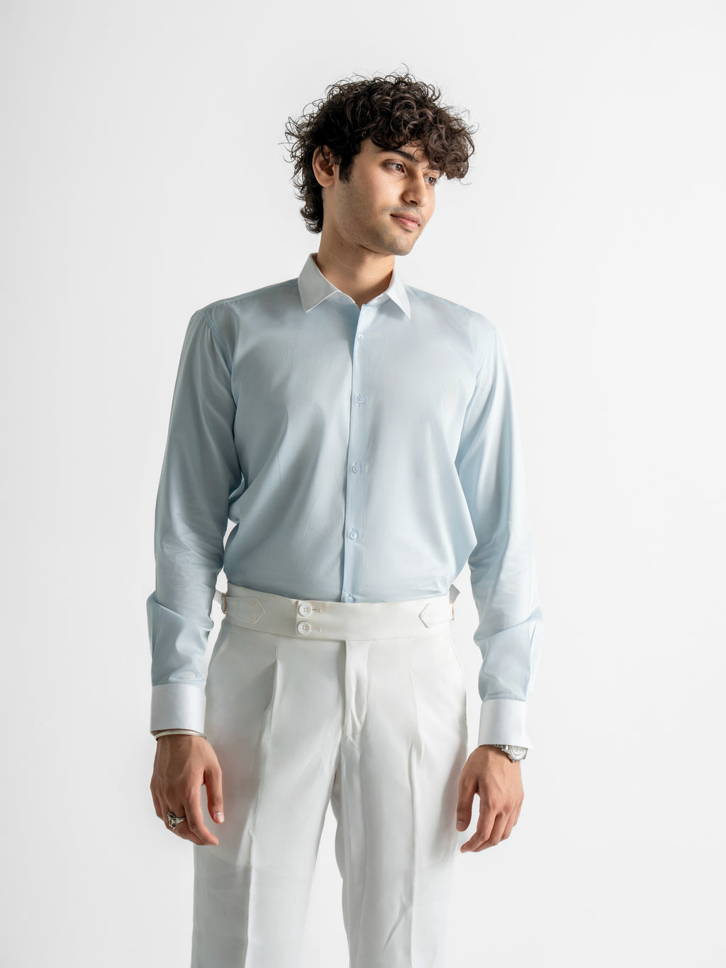 Contrast Collar Shirt – Solid Sky Blue