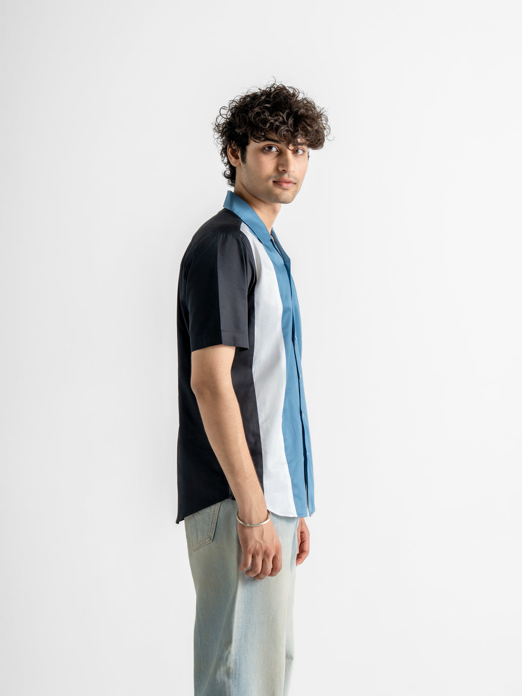 Harper Collar Shirt – Blue & White