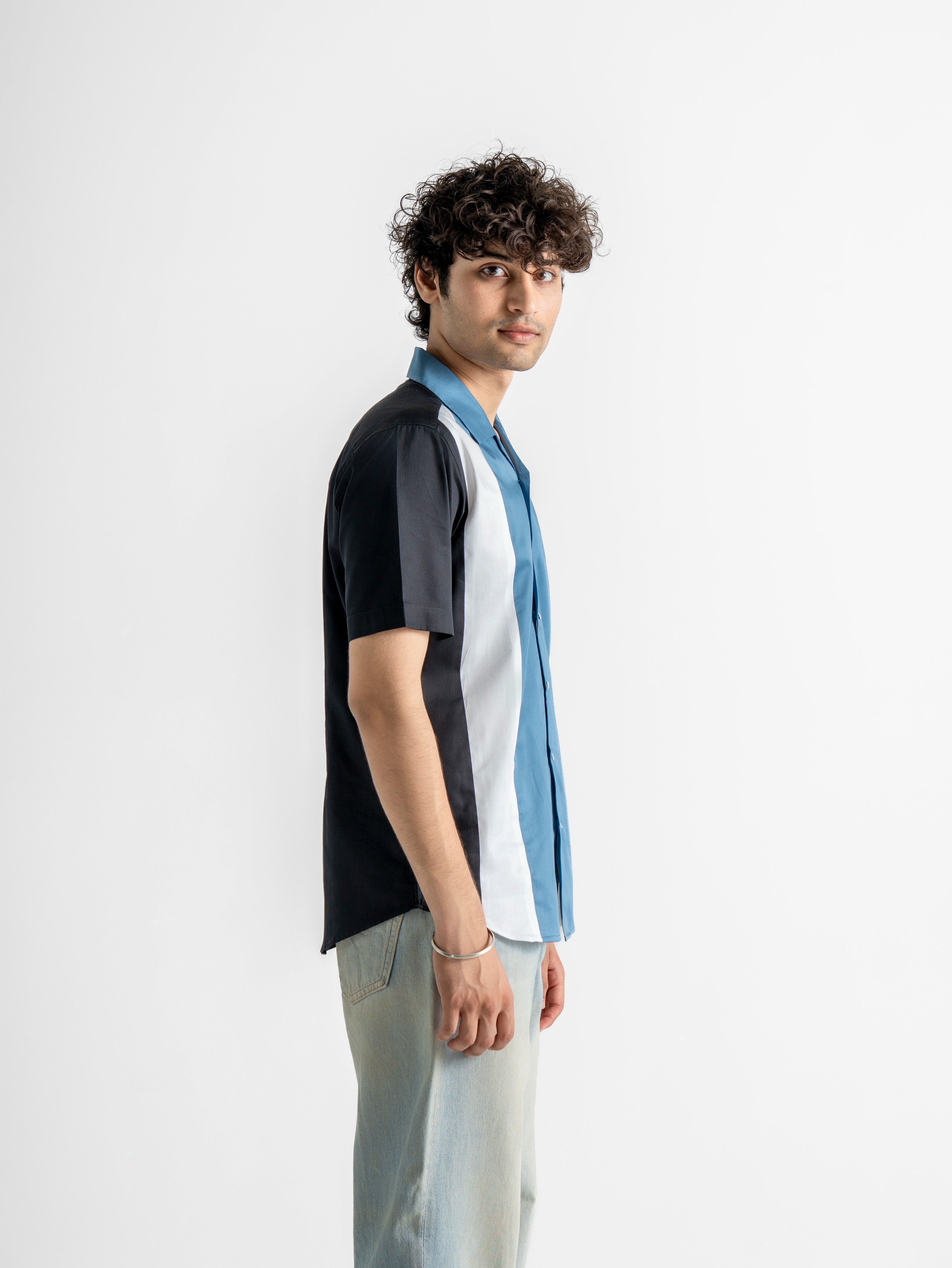 Harper Collar Shirt – Blue & White