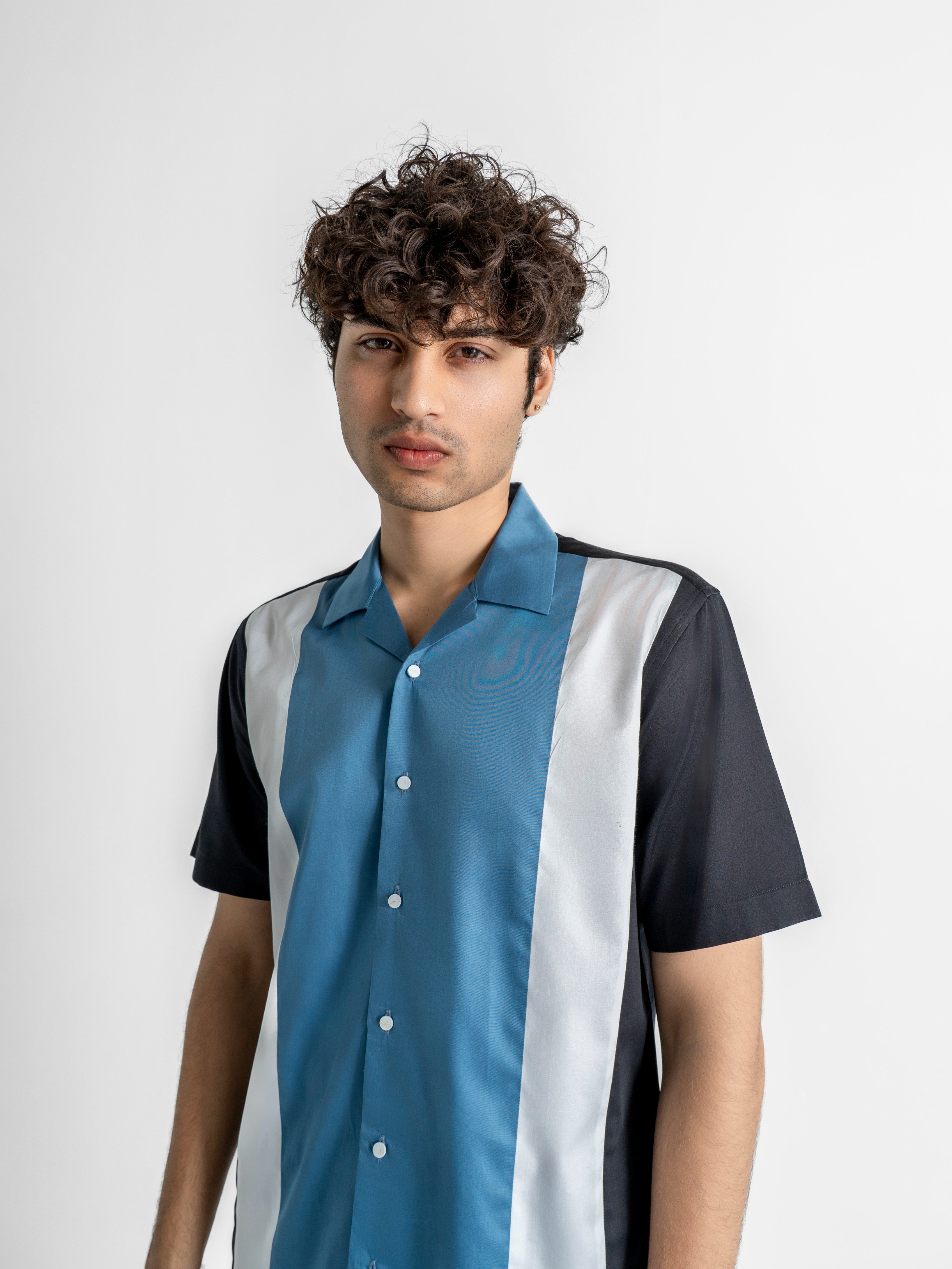 Harper Collar Shirt – Blue & White