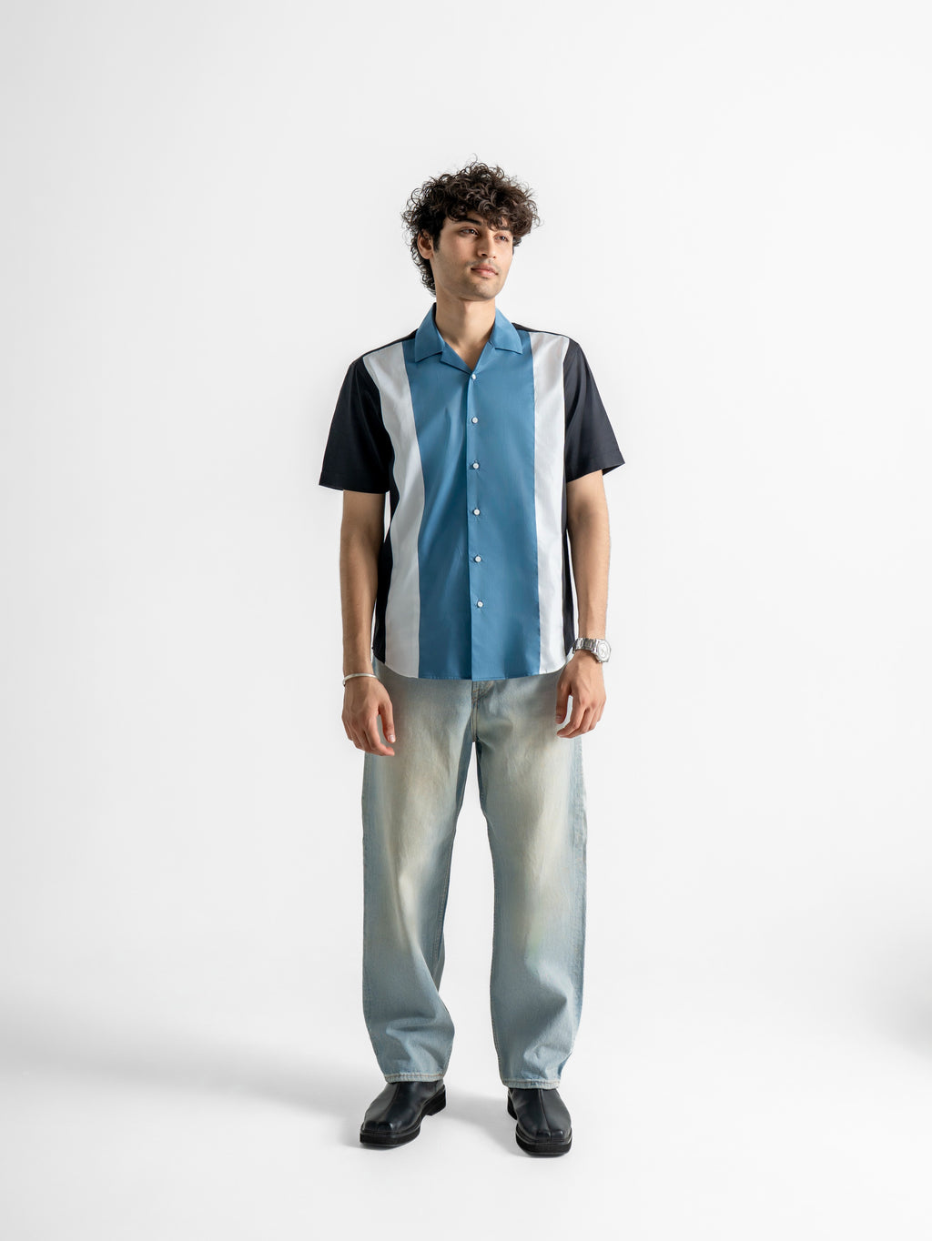 Harper Collar Shirt – Blue & White