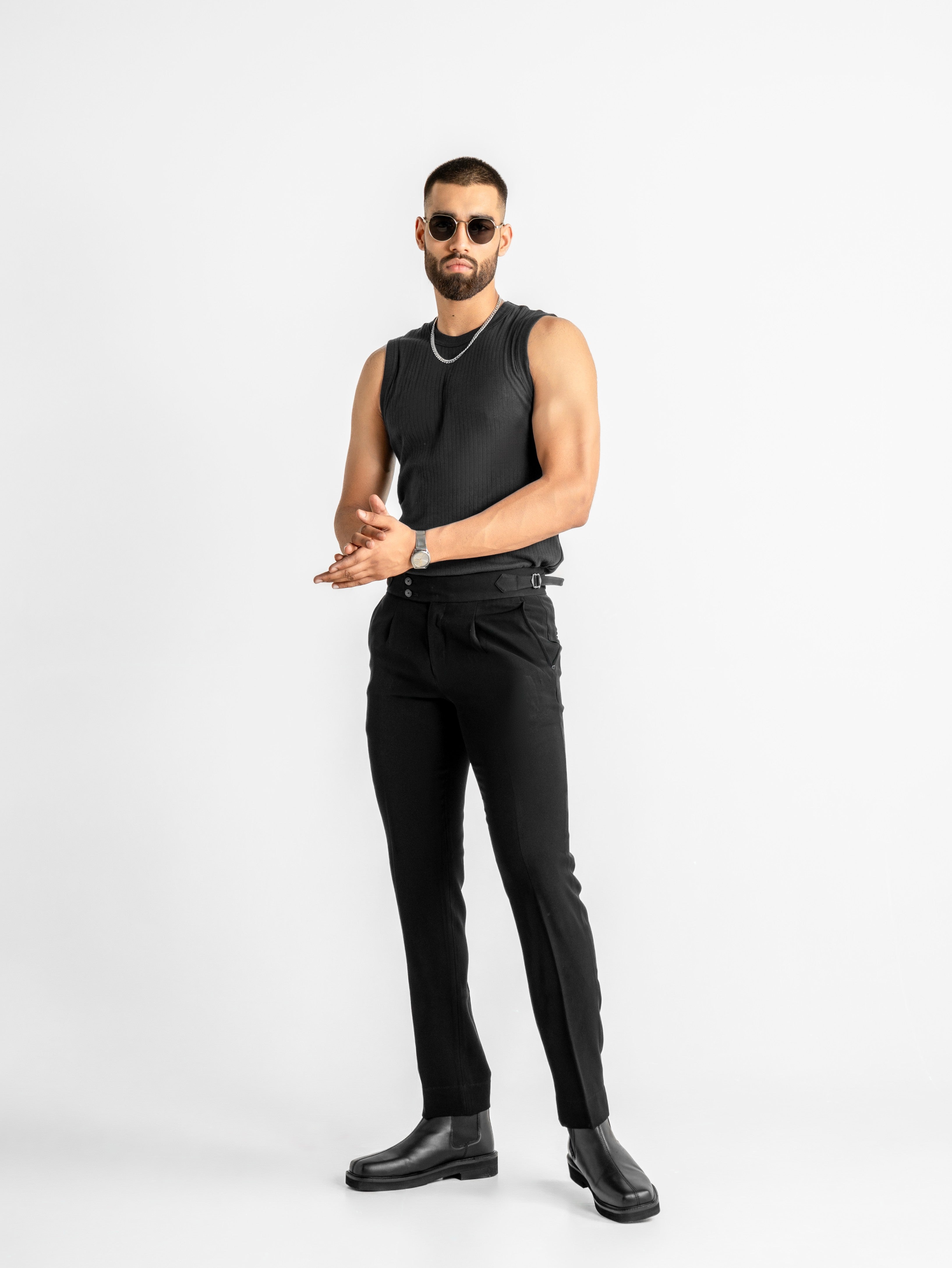 Double-Button Gurkha Trousers – Black