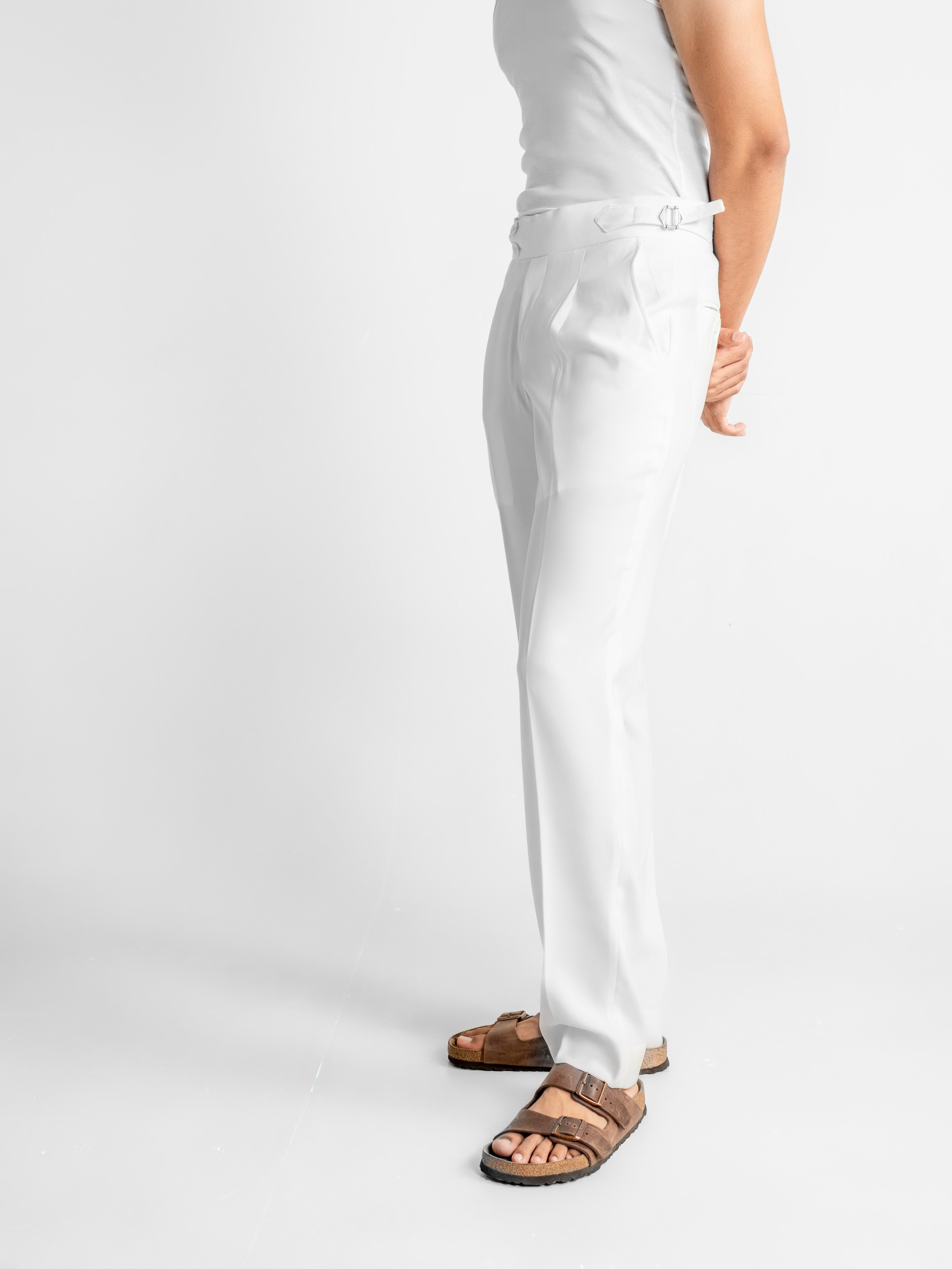 Double-Button Gurkha Trousers – White