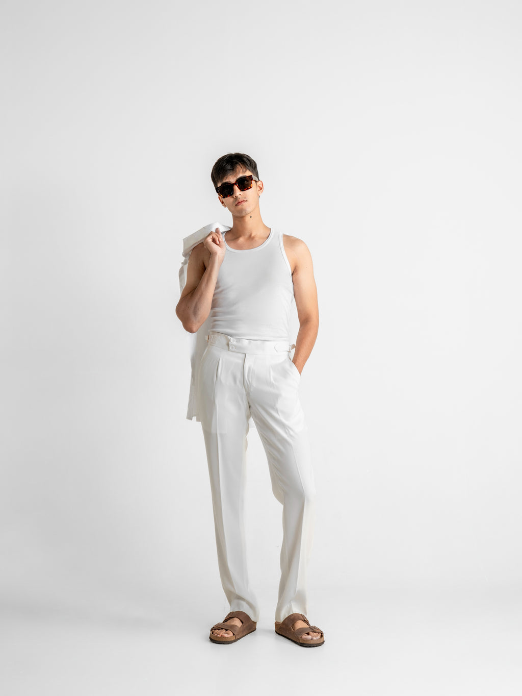 Double-Button Gurkha Trousers – White