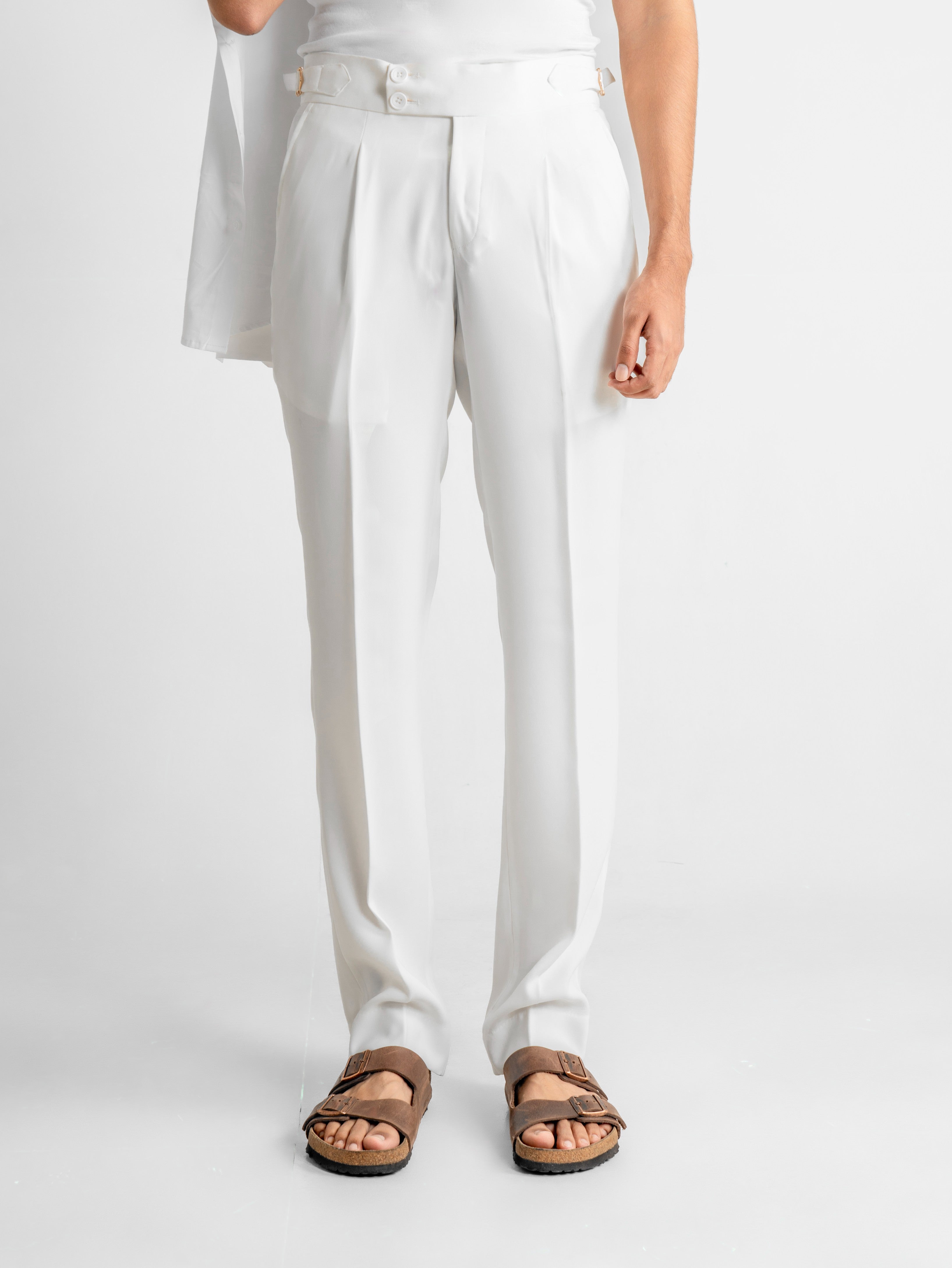 Double-Button Gurkha Trousers – White