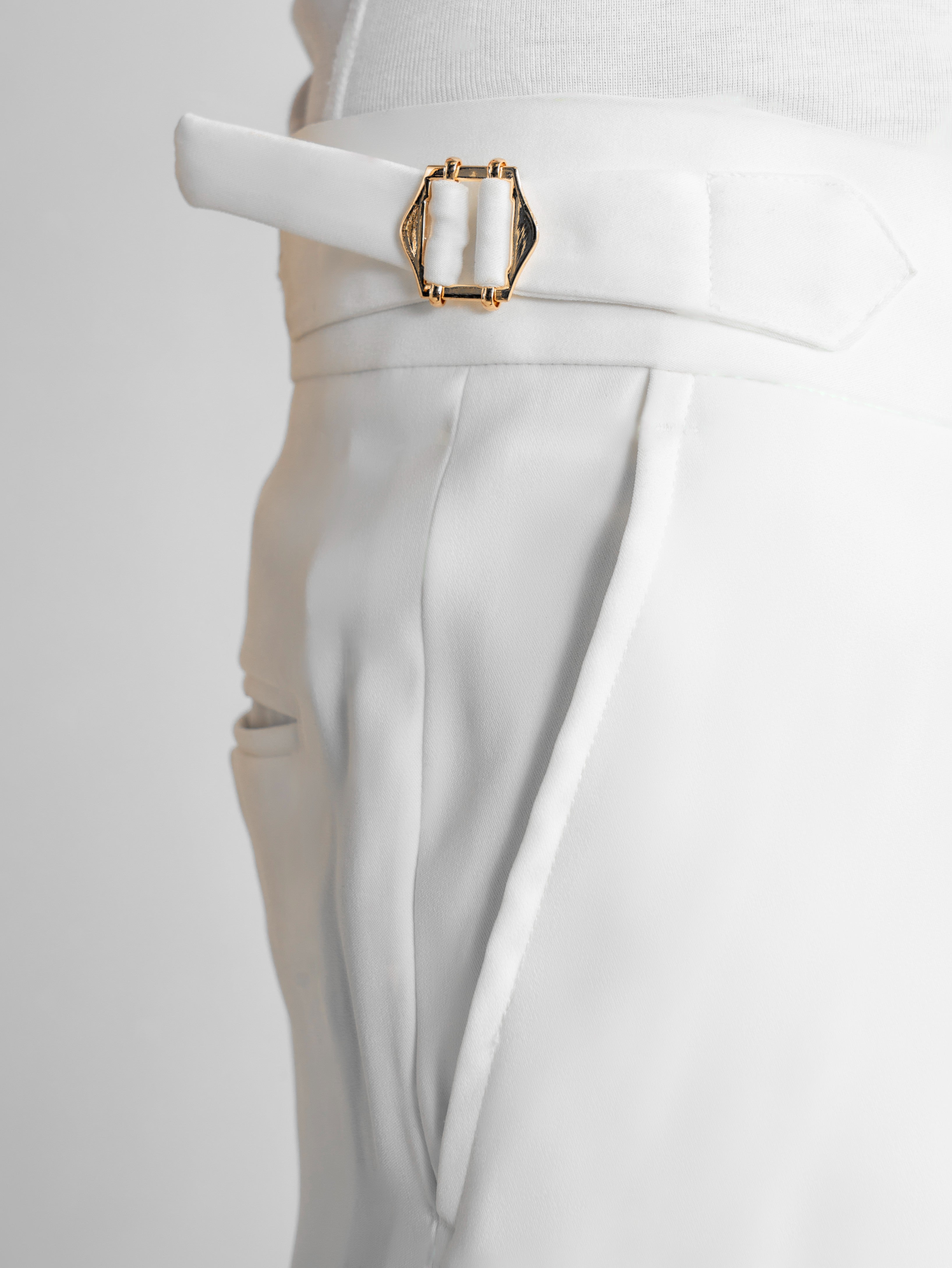Double-Button Gurkha Trousers – White
