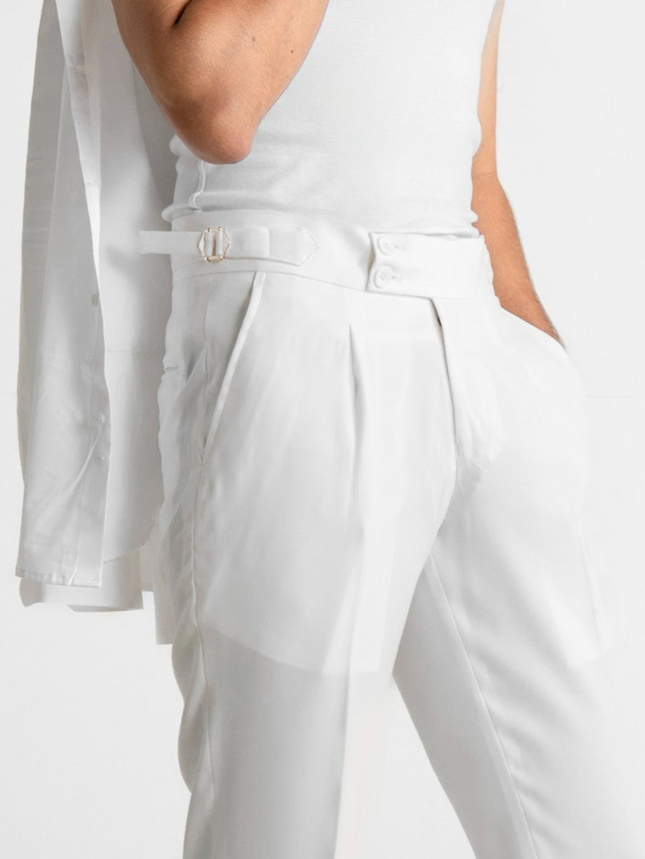 Double-Button Gurkha Trousers – White