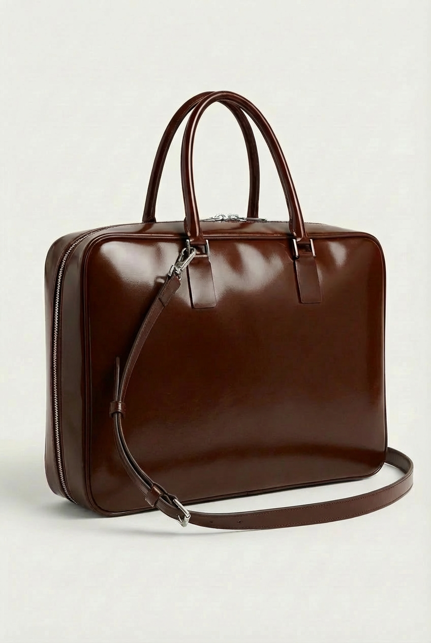 VENCERO Vegan Leather Laptop Bag : Brown