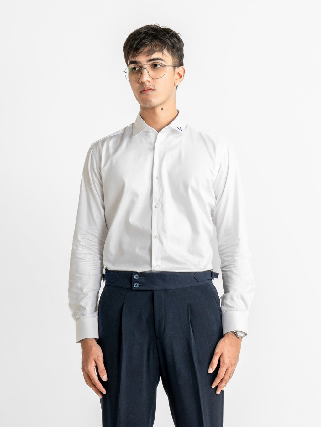 Double-Button Gurkha Trousers – Navy Blue