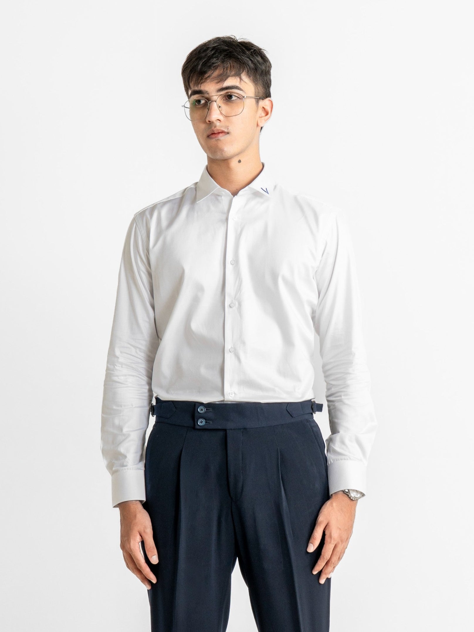 Double-Button Gurkha Trousers – Navy Blue