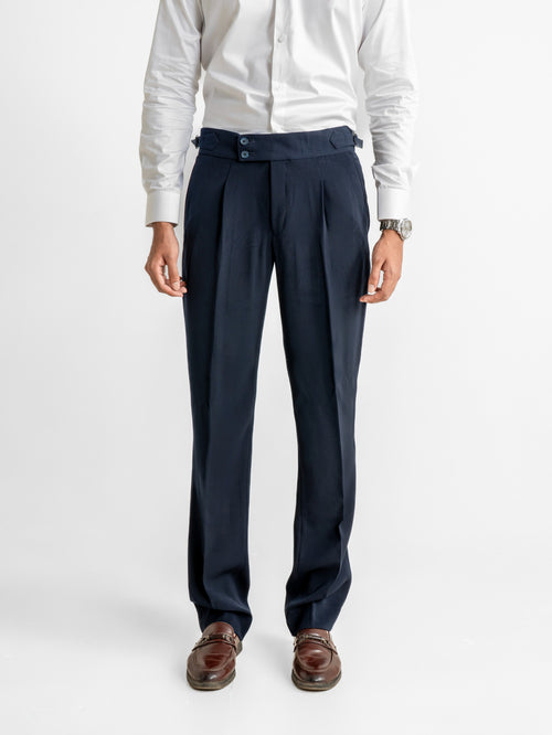 Double-Button Gurkha Trousers – Navy Blue