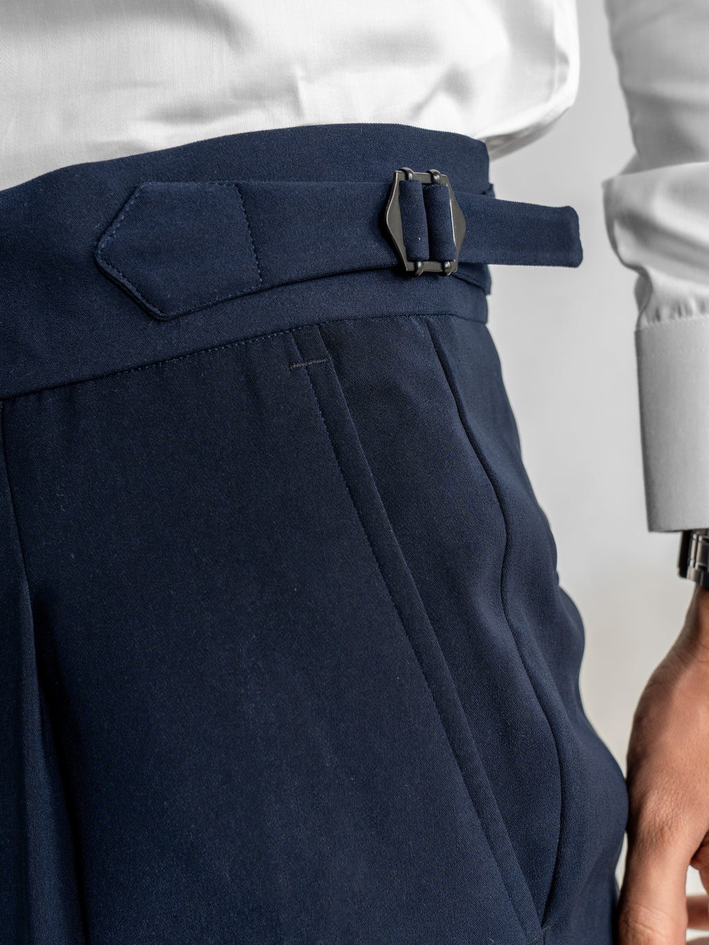 Double-Button Gurkha Trousers – Navy Blue