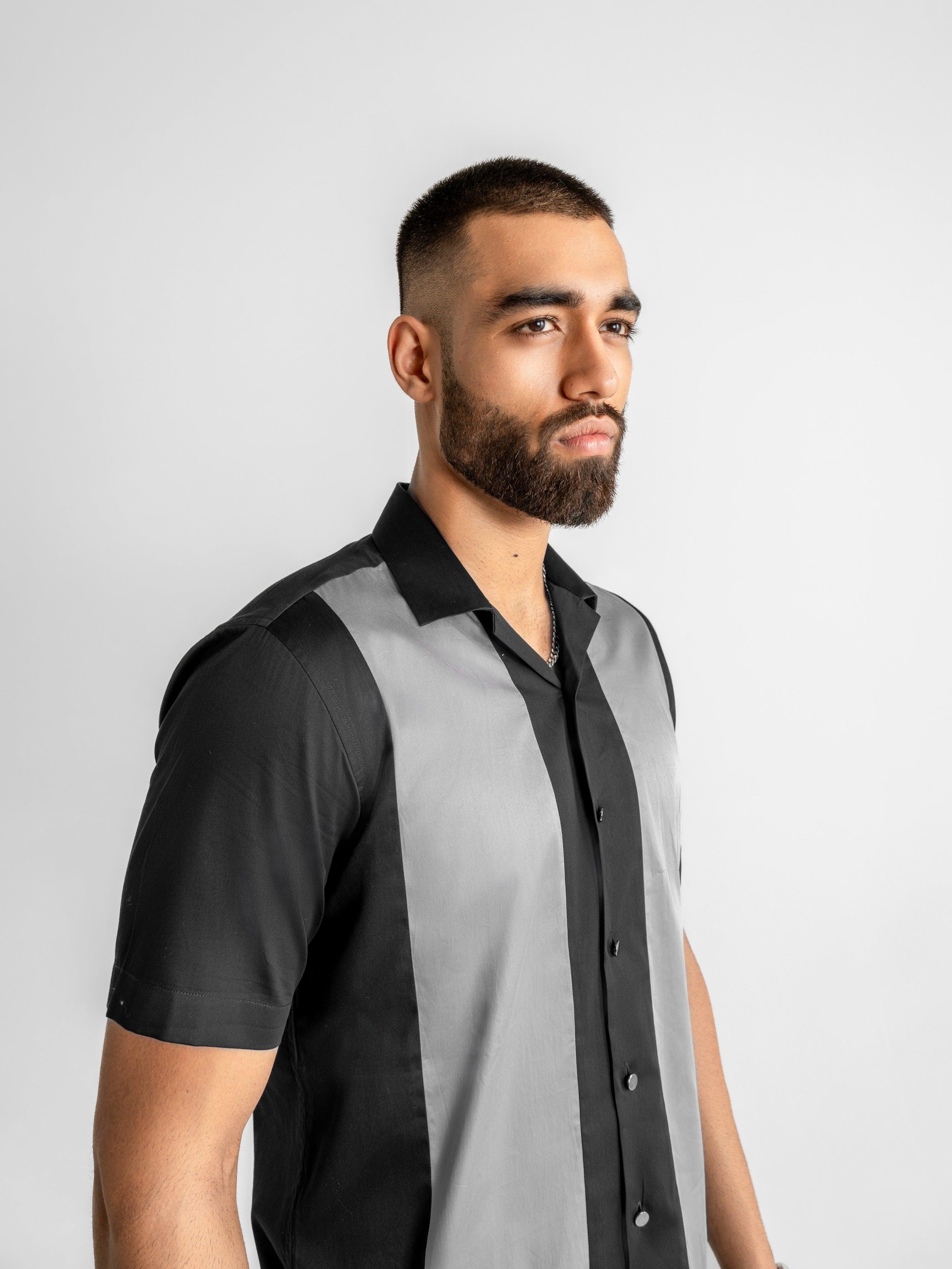 Harper Cuban Shirt - Gray & Black