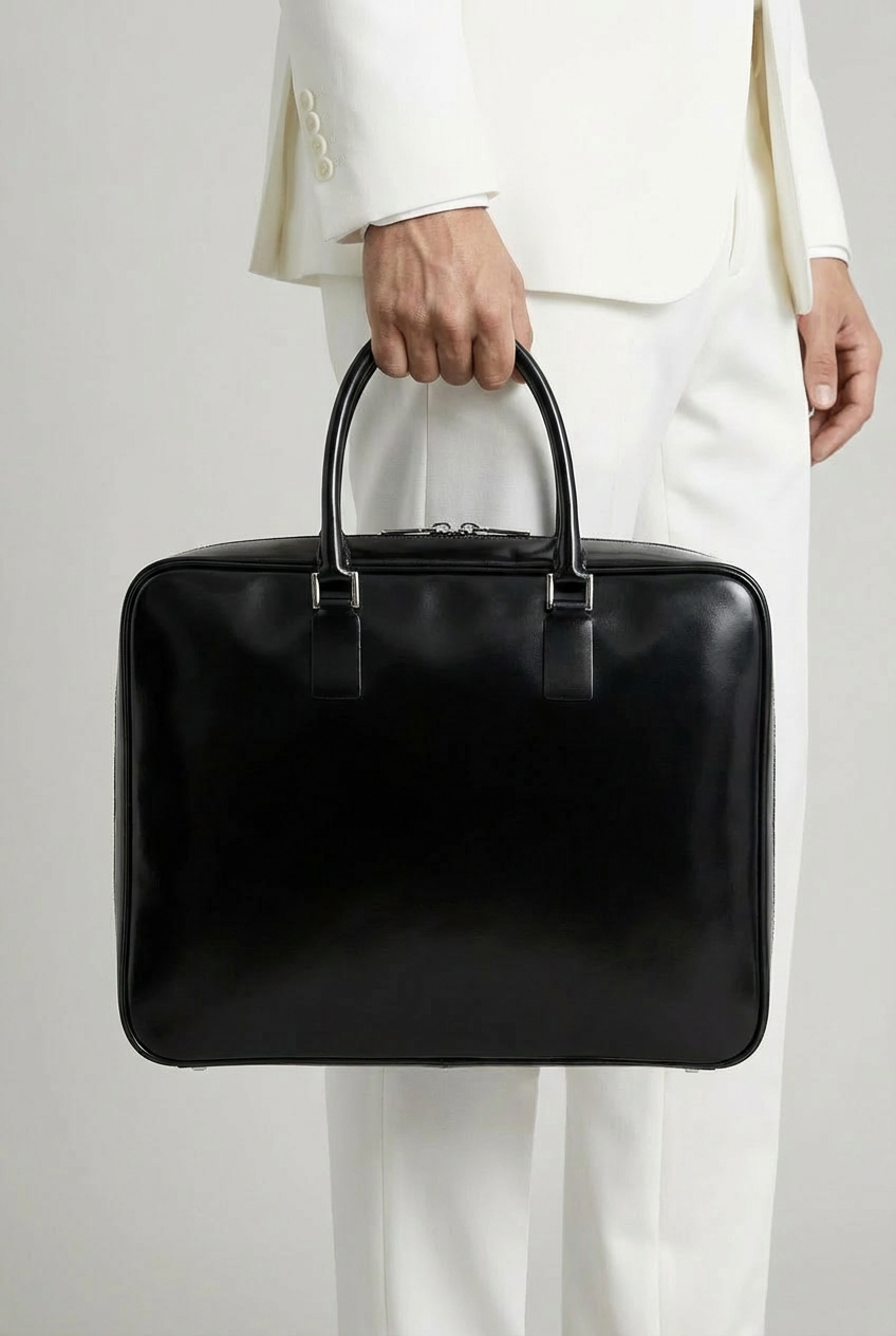 VENCERO Vegan Leather Laptop Bag : Black