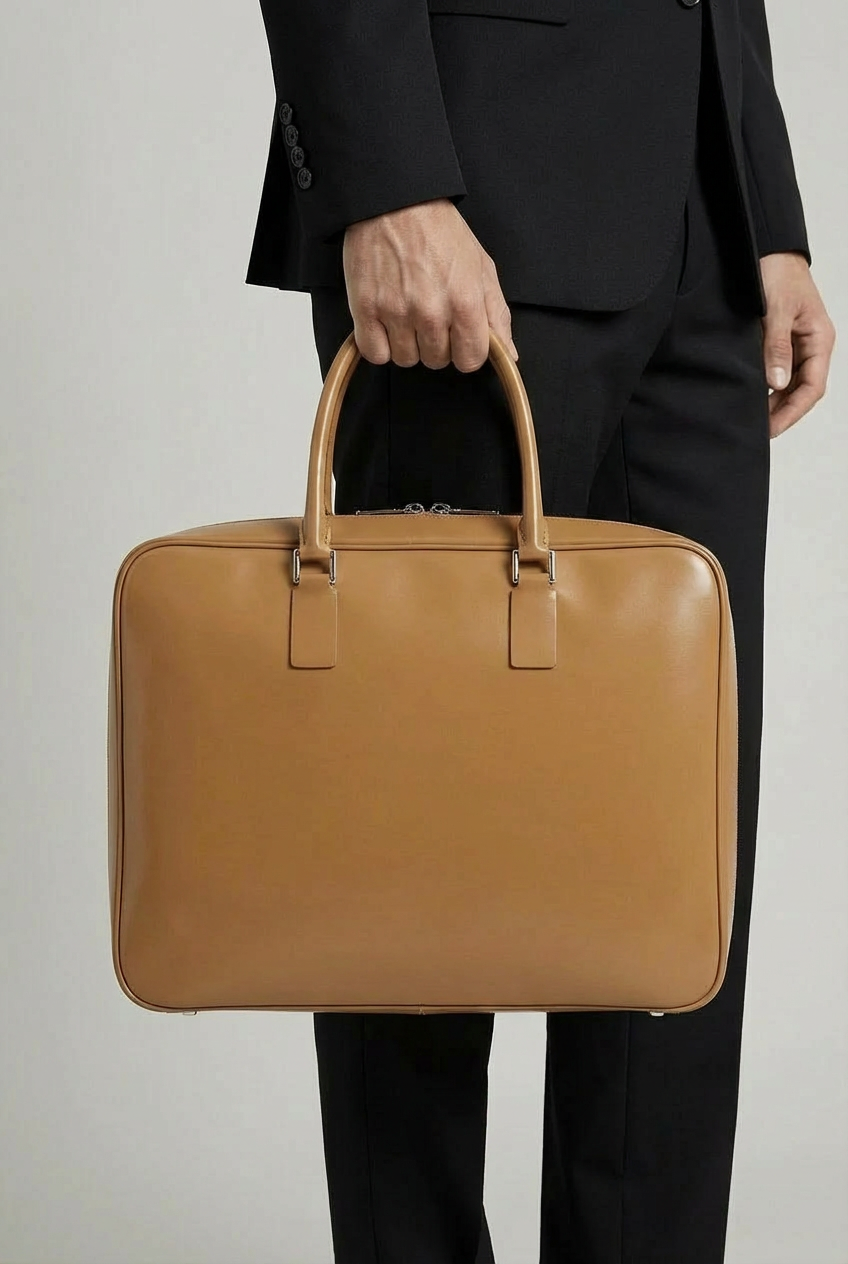 VENCERO Vegan Leather Laptop Bag : Tan