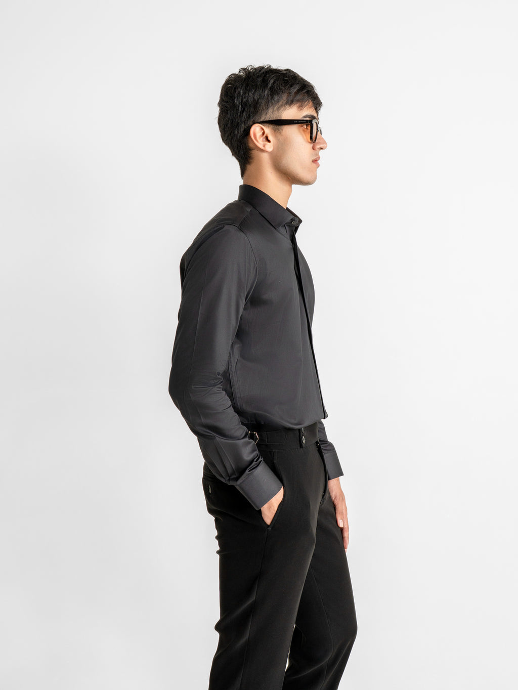 Signature Black Contrast Collar Shirt