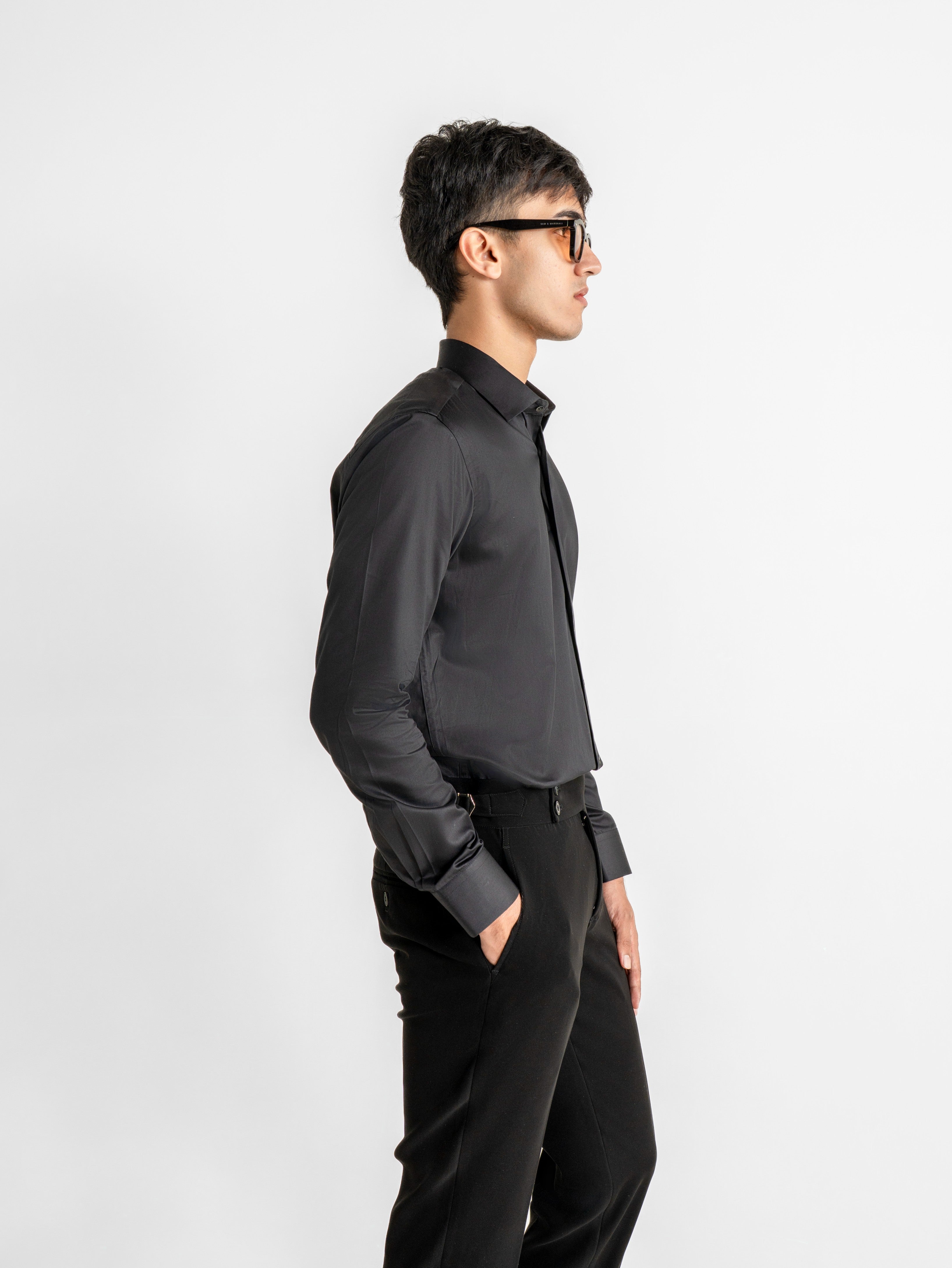 Signature Black Contrast Collar Shirt