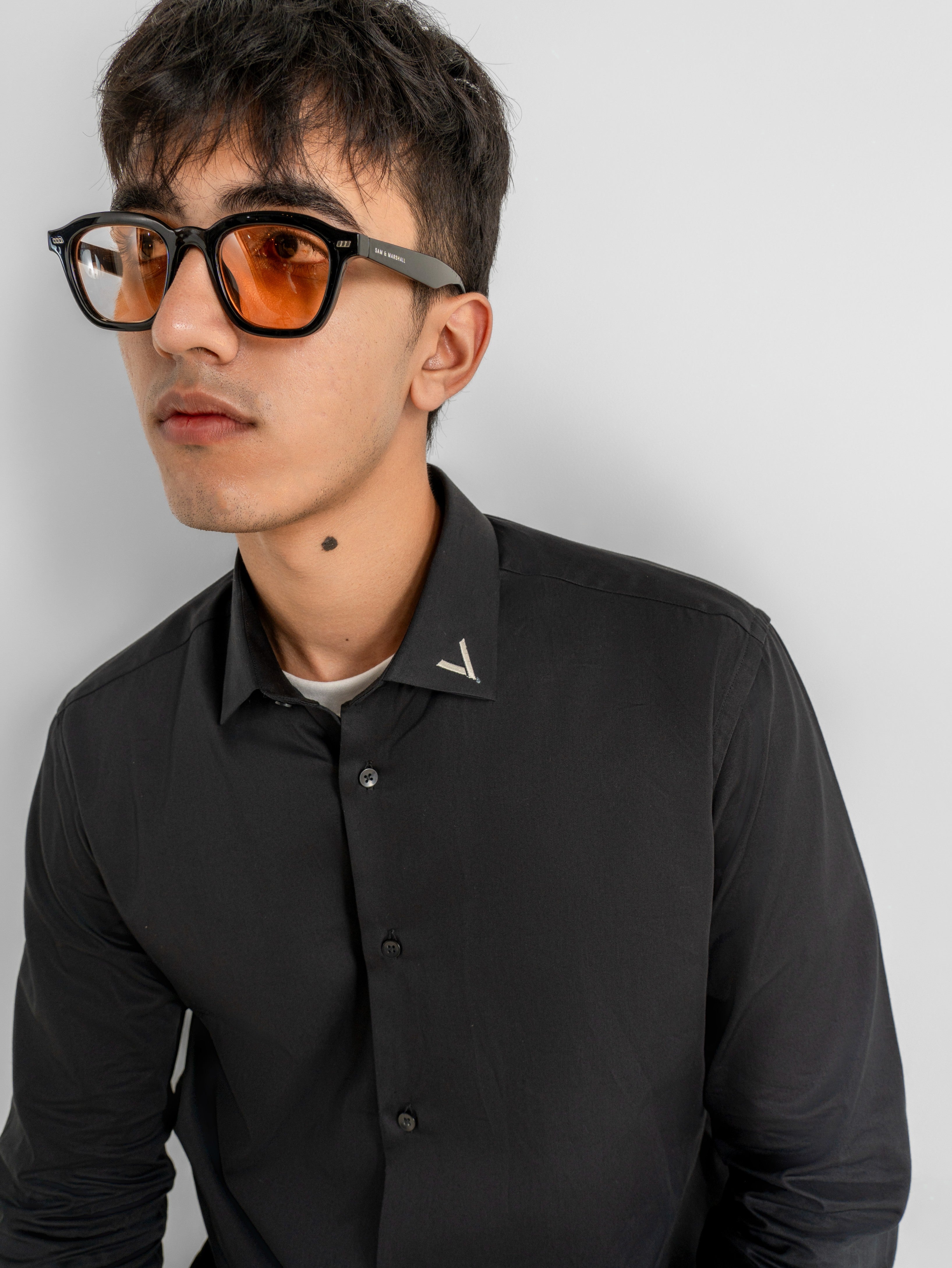 Signature Black Contrast Collar Shirt