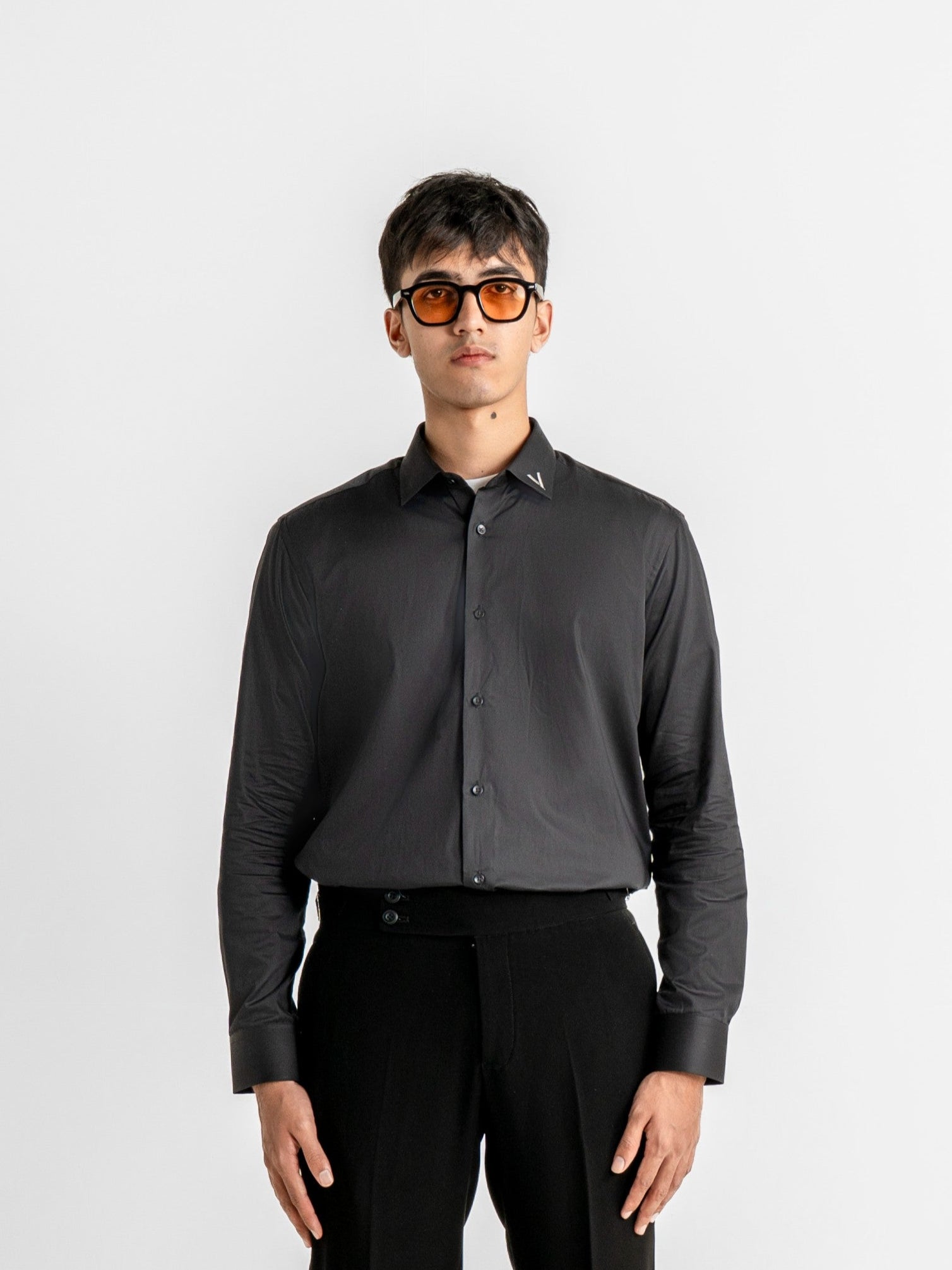 Signature Black Contrast Collar Shirt