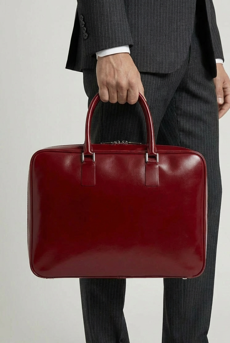 VENCERO Vegan Leather Laptop Bag : Red