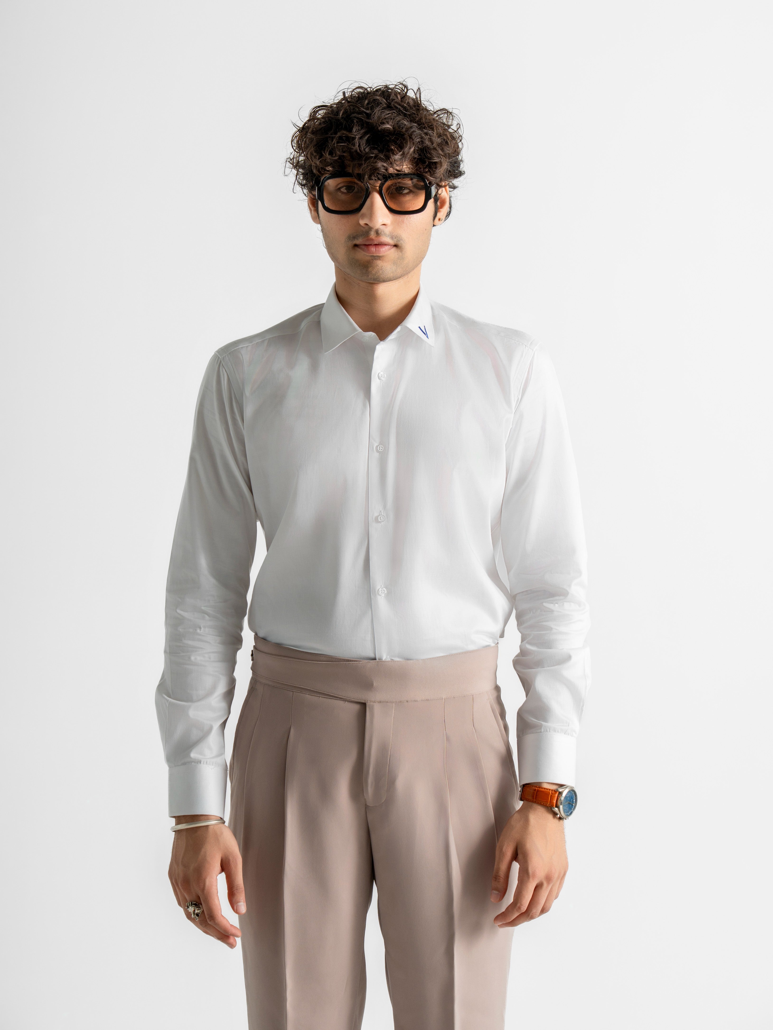 Signature White Contrast Collar Shirt