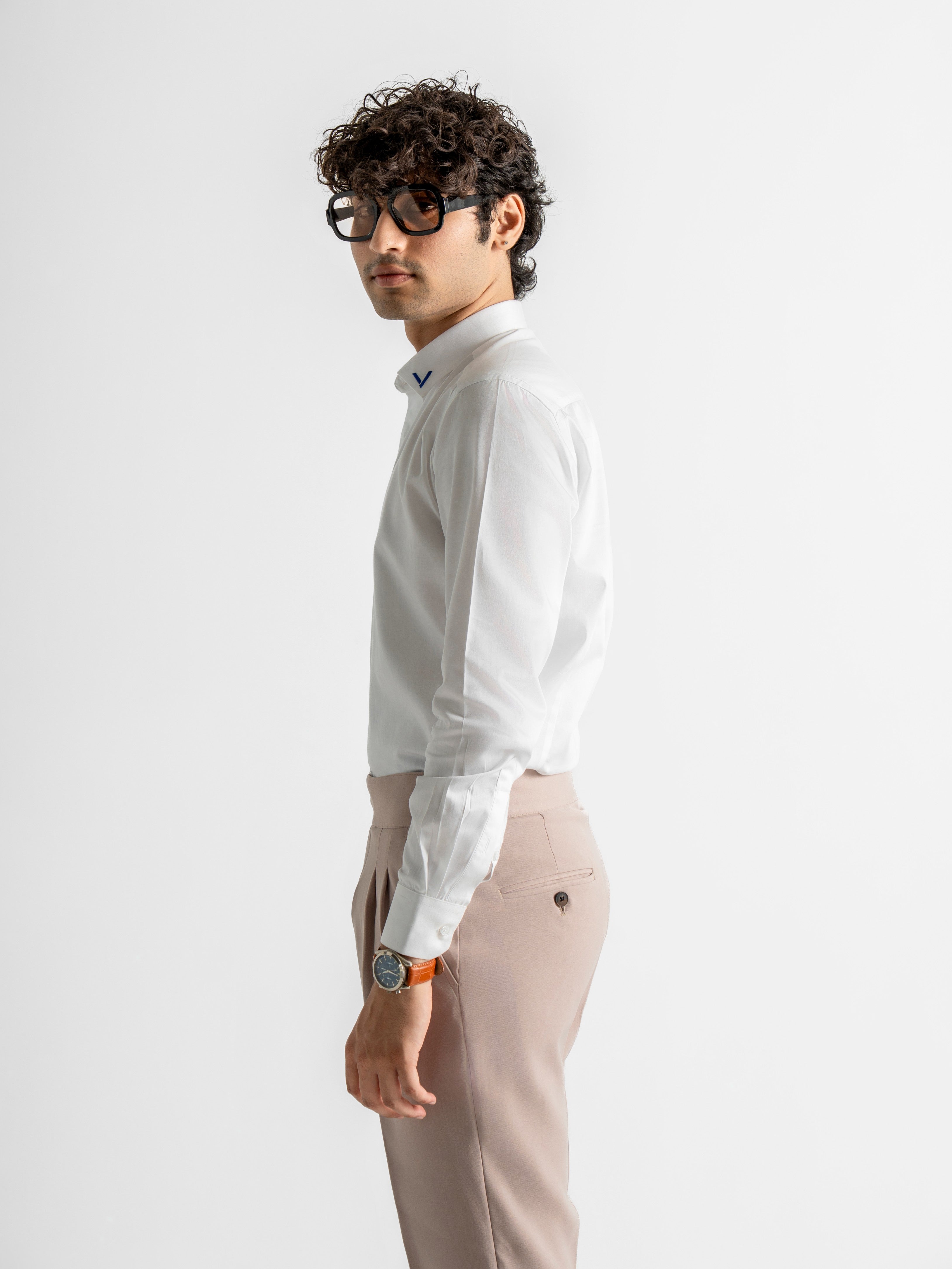 Signature White Contrast Collar Shirt