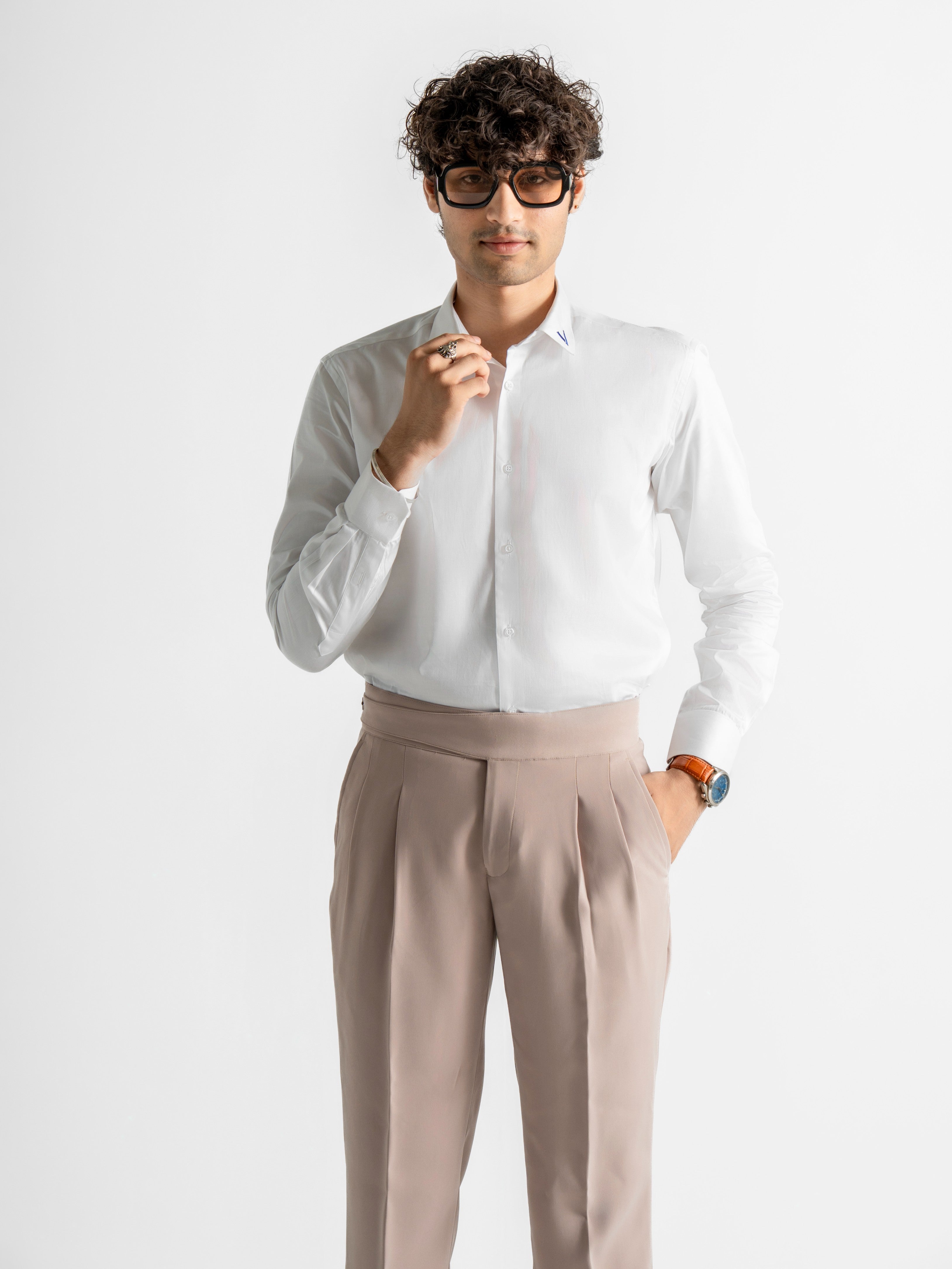 Signature White Contrast Collar Shirt