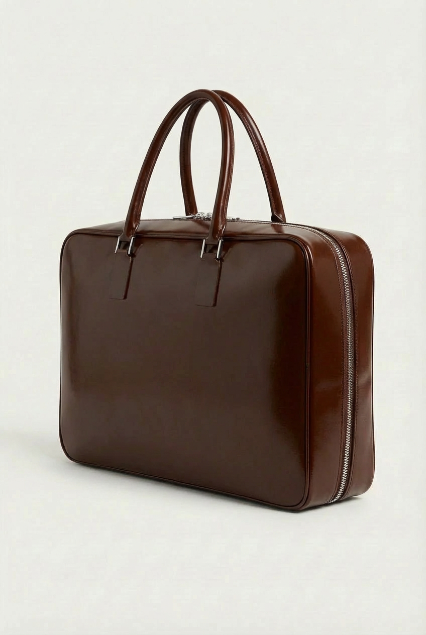 VENCERO Vegan Leather Laptop Bag : Brown