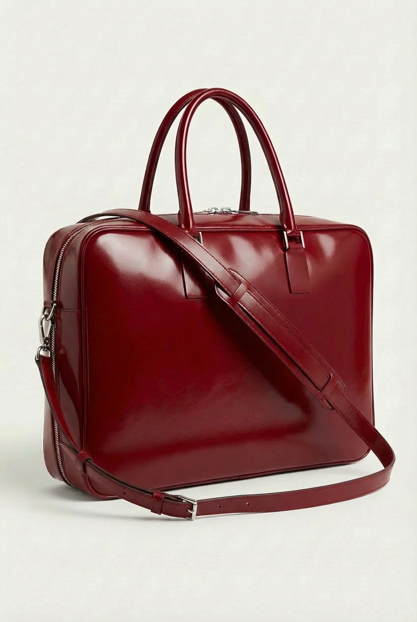 VENCERO Vegan Leather Laptop Bag : Red
