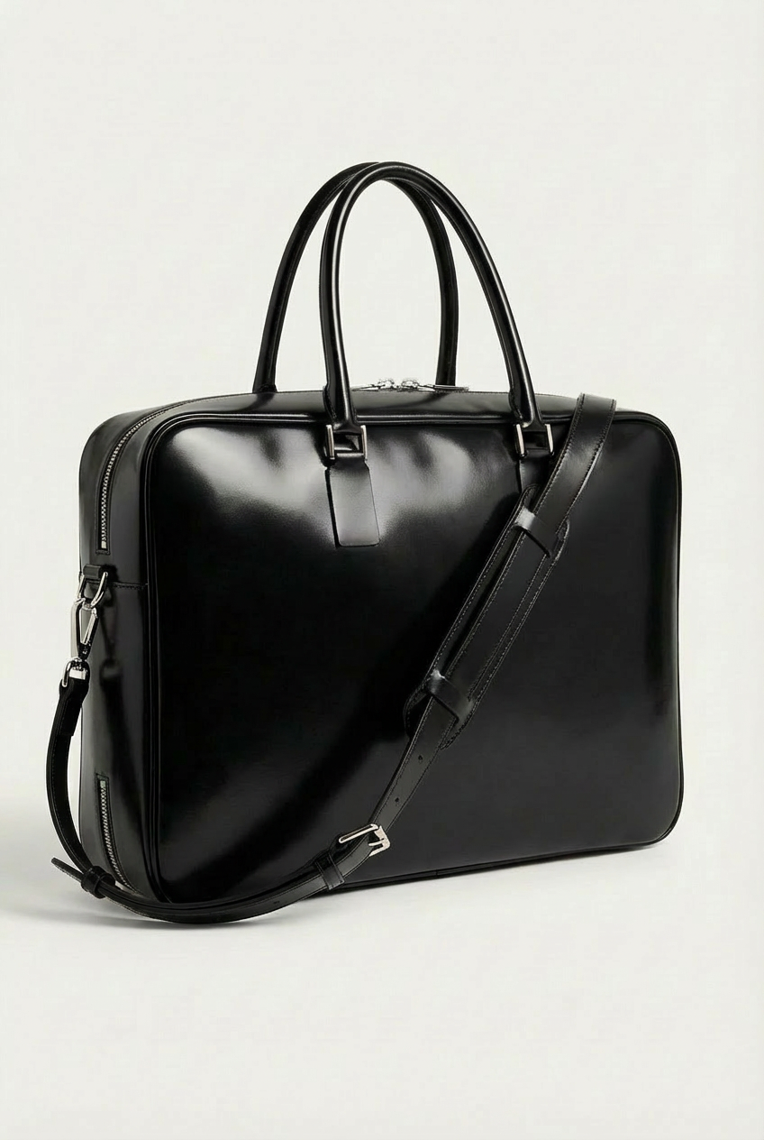VENCERO Vegan Leather Laptop Bag : Black