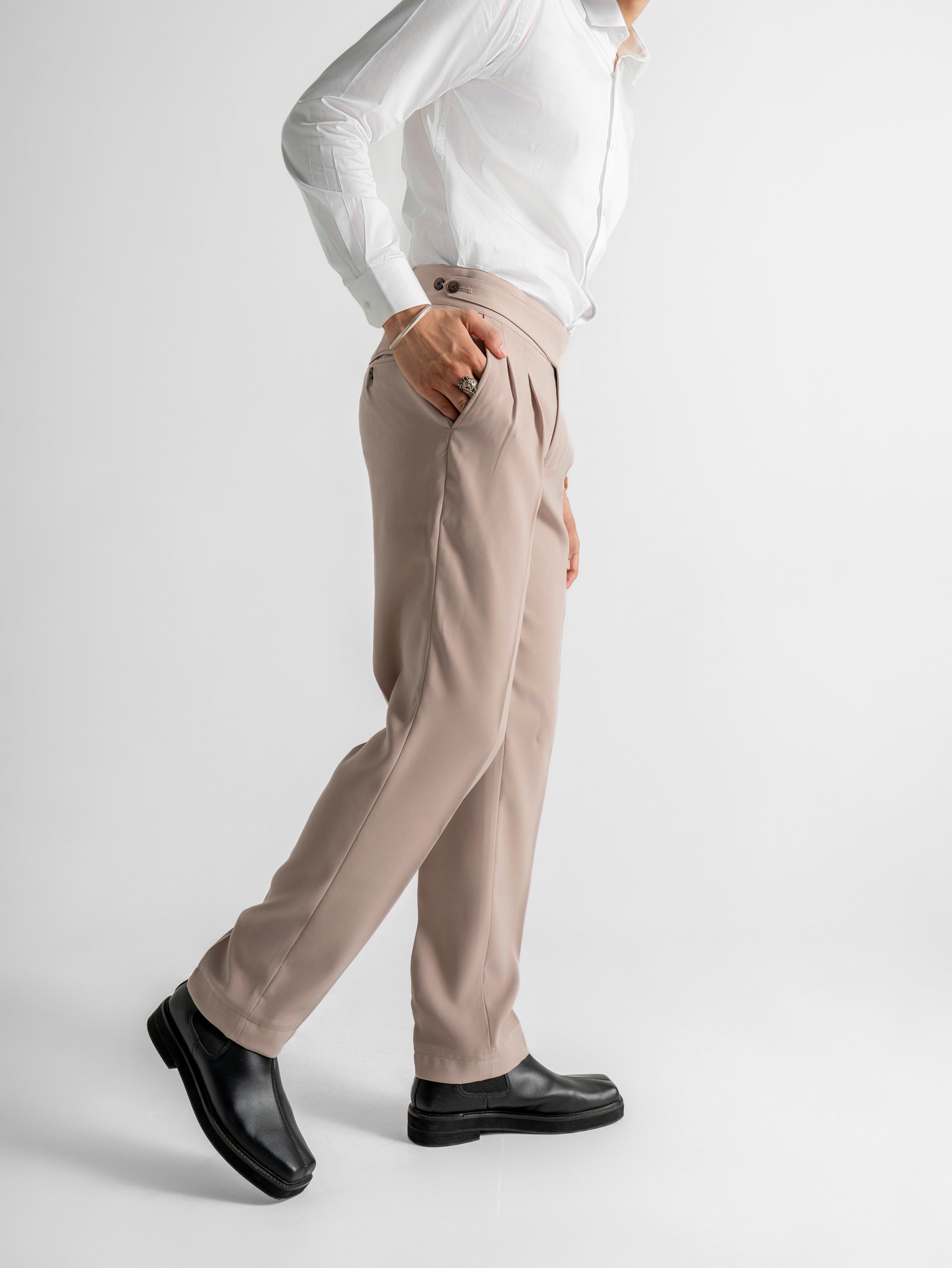 Extended-Strap Gurkha Trousers – Beige