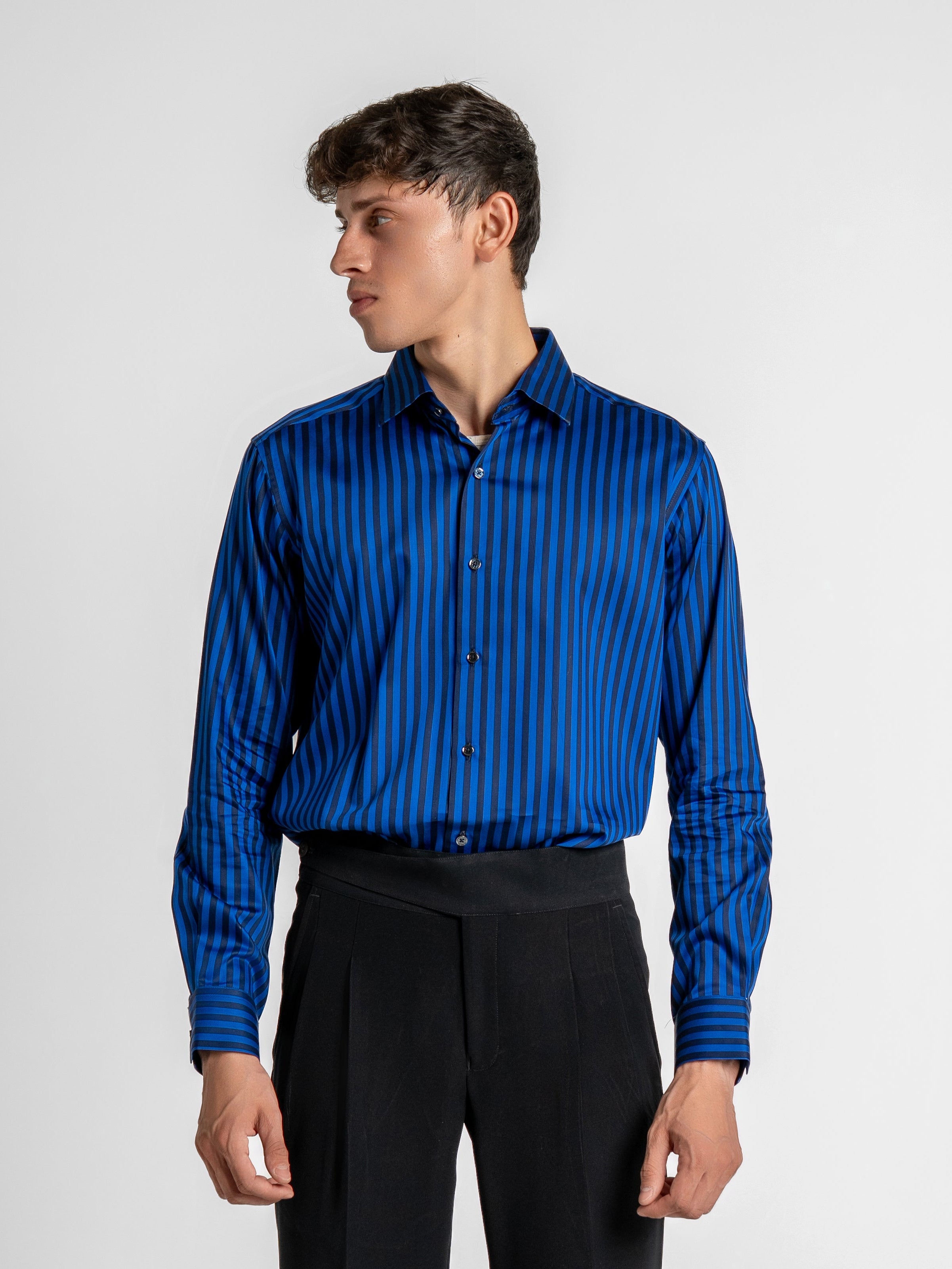 Midnight Stripe Shirt - Cobalt Blue & Black