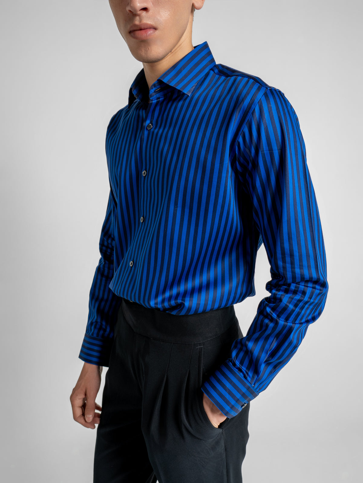 Midnight Stripe Shirt - Cobalt Blue & Black