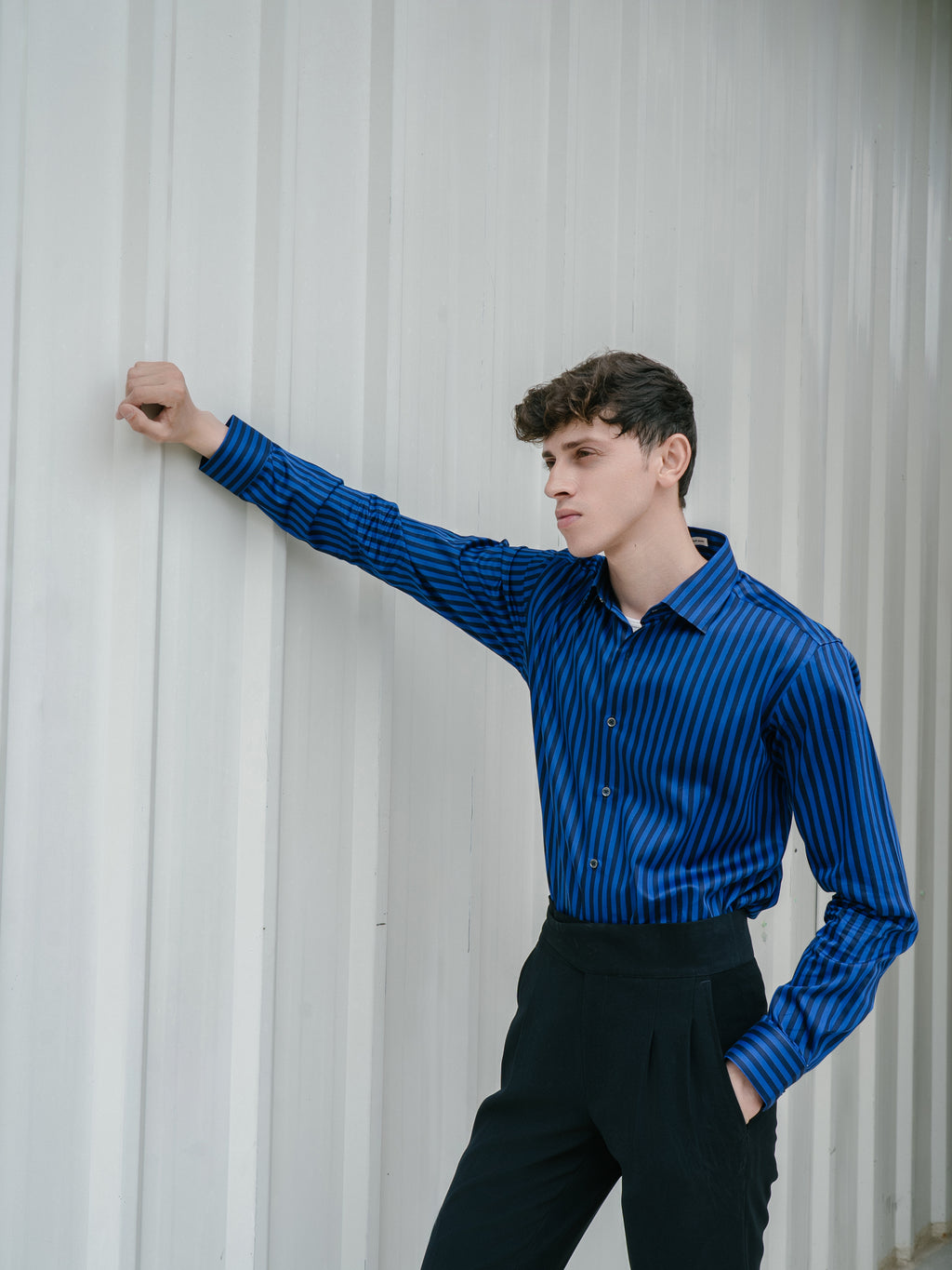 Midnight Stripe Shirt - Cobalt Blue & Black